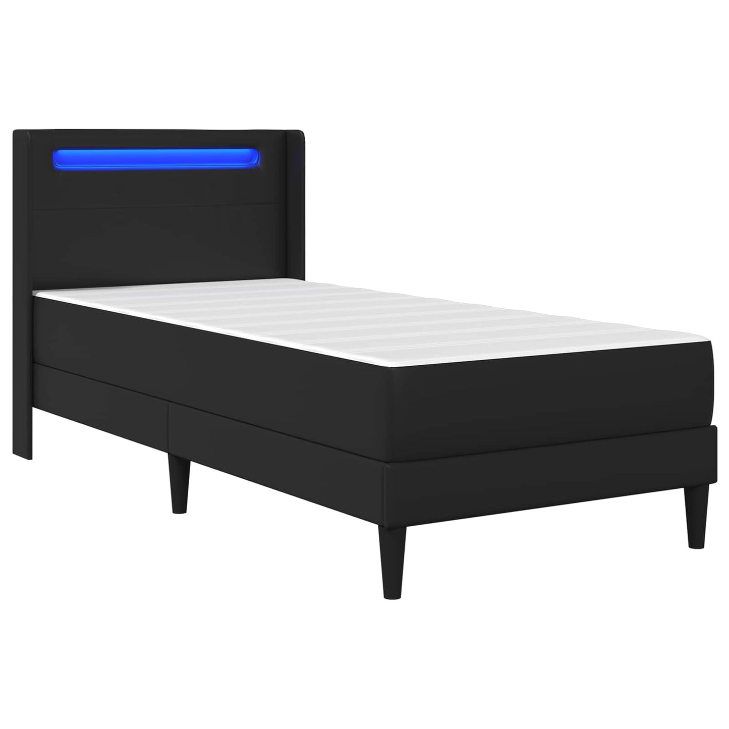 vidaXL Σκελετός κρεβατιού με στρώμα Μαύρο 100 x 200 cm Τεχνητό Δέρμα