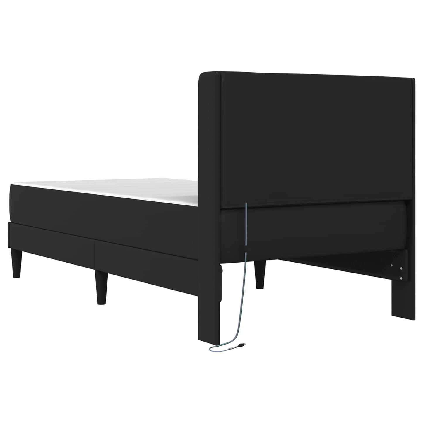 vidaXL Σκελετός κρεβατιού με στρώμα Μαύρο 100 x 200 cm Τεχνητό Δέρμα