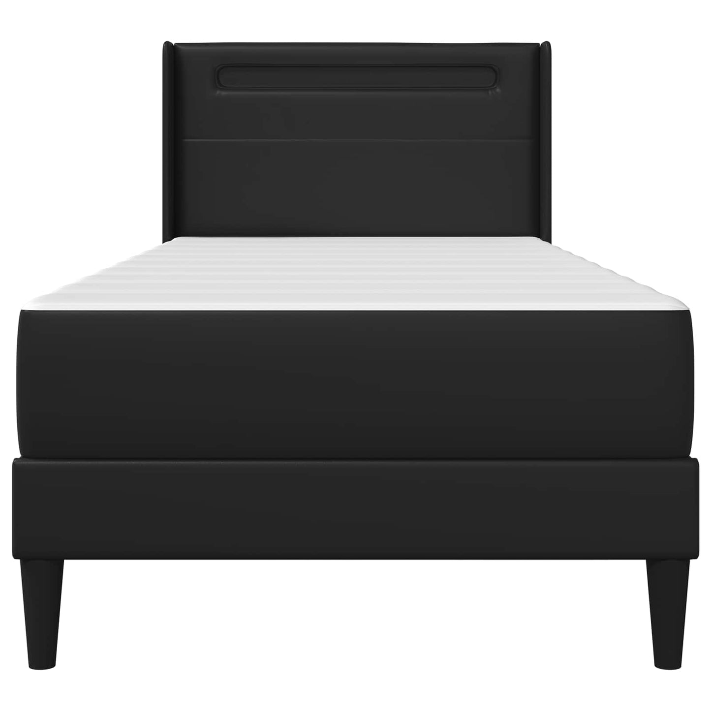 vidaXL Σκελετός κρεβατιού με στρώμα Μαύρο 100 x 200 cm Τεχνητό Δέρμα