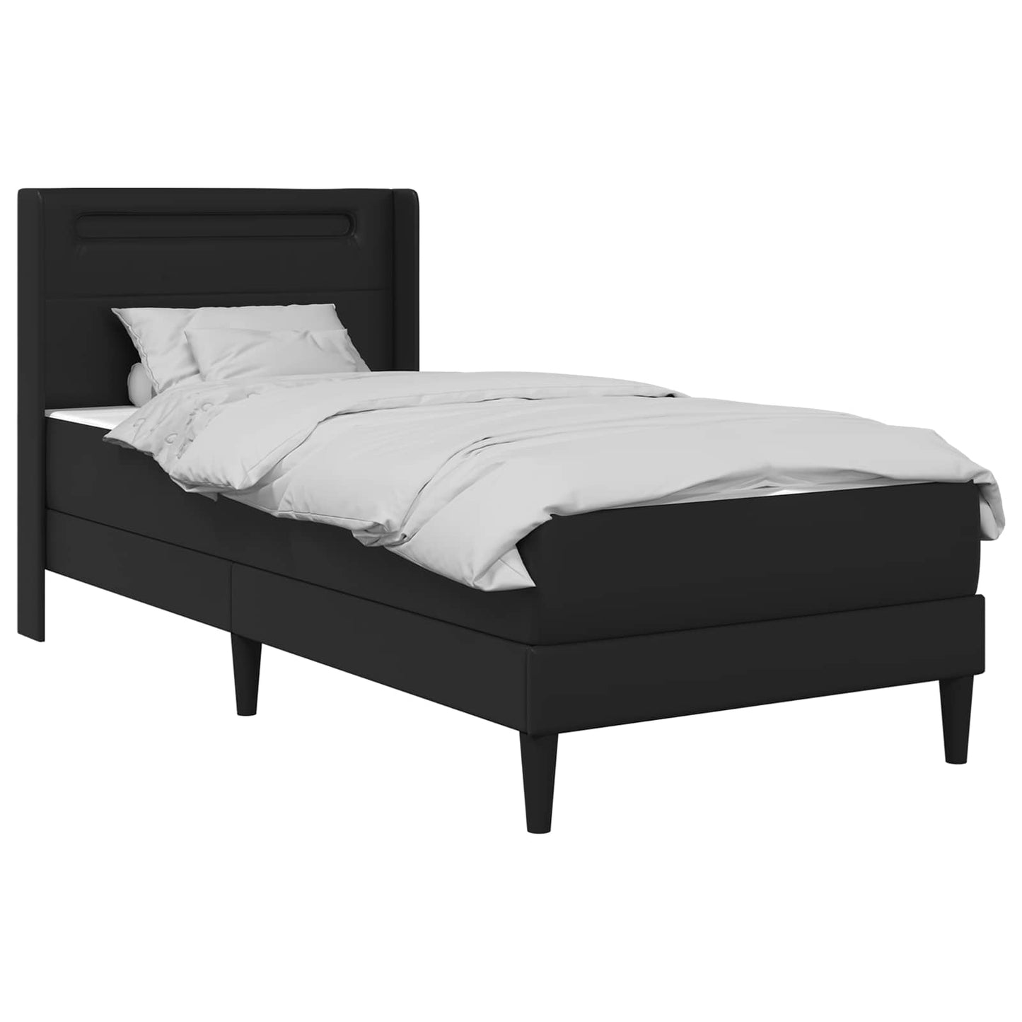 vidaXL Σκελετός κρεβατιού με στρώμα Μαύρο 100 x 200 cm Τεχνητό Δέρμα