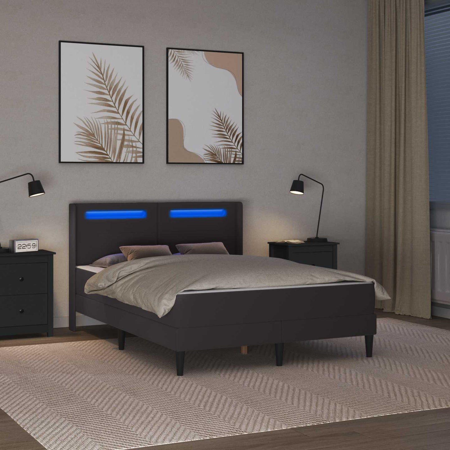vidaXL Σκελετός κρεβατιού με στρώμα Γκρι 120 x 190 cm Τεχνητό Δέρμα