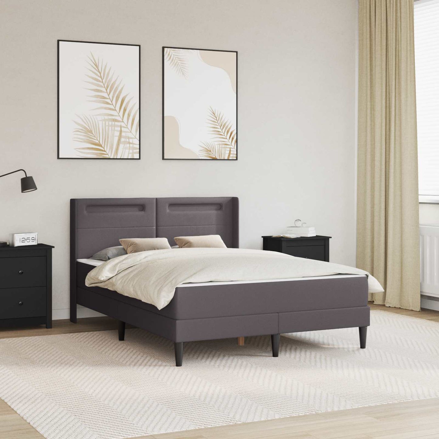 vidaXL Σκελετός κρεβατιού με στρώμα Γκρι 120 x 190 cm Τεχνητό Δέρμα