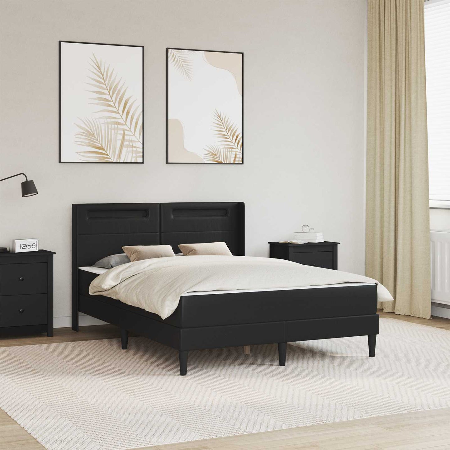 vidaXL Σκελετός κρεβατιού με στρώμα Μαύρο 120 x 190 cm Τεχνητό Δέρμα