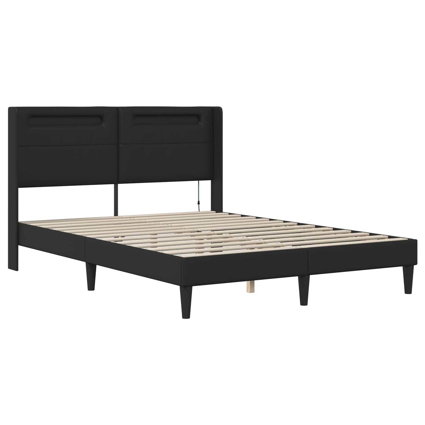 vidaXL Σκελετός κρεβατιού με στρώμα Μαύρο 120 x 200 cm Τεχνητό Δέρμα