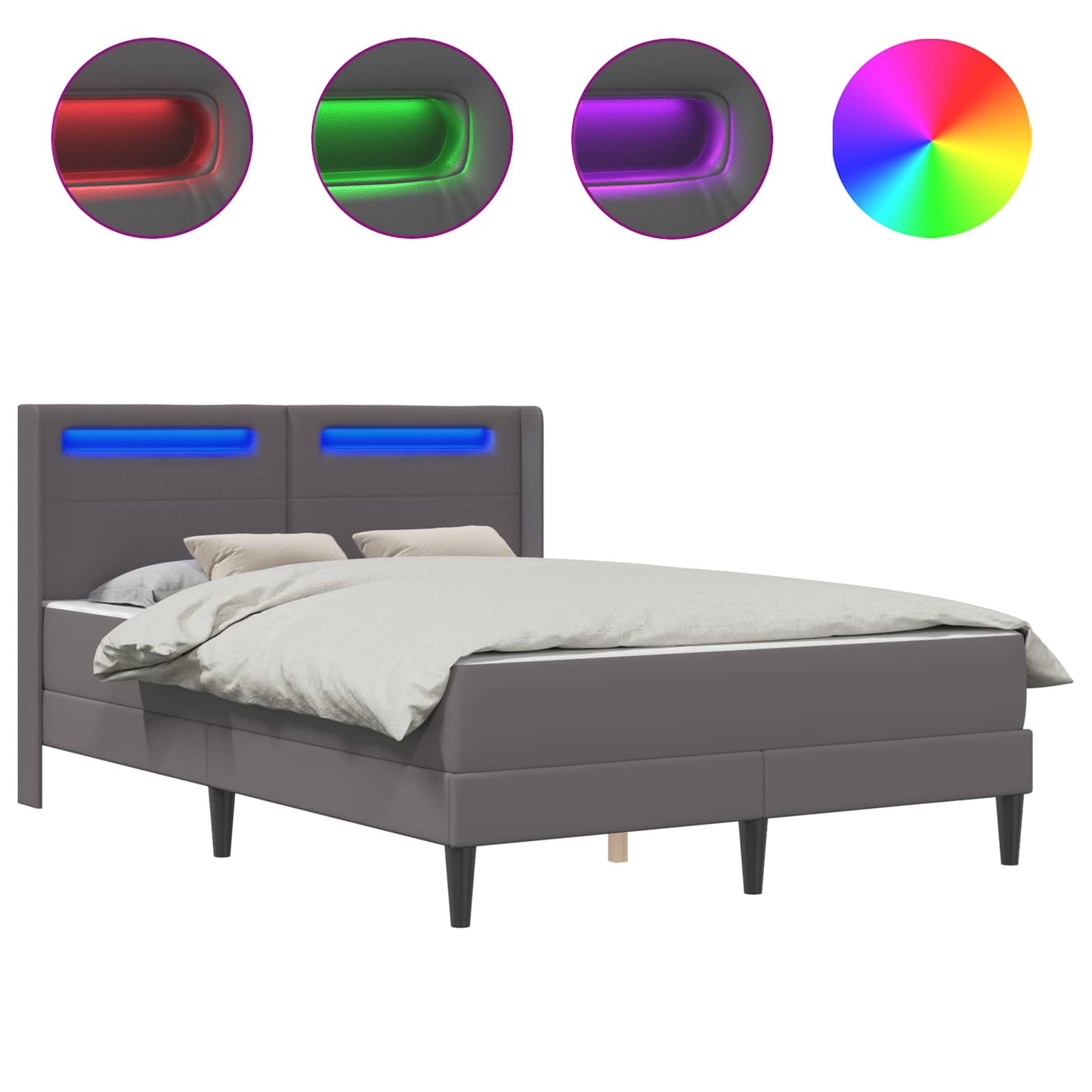 vidaXL Σκελετός κρεβατιού με στρώμα Γκρι 160 x 200 cm Τεχνητό Δέρμα