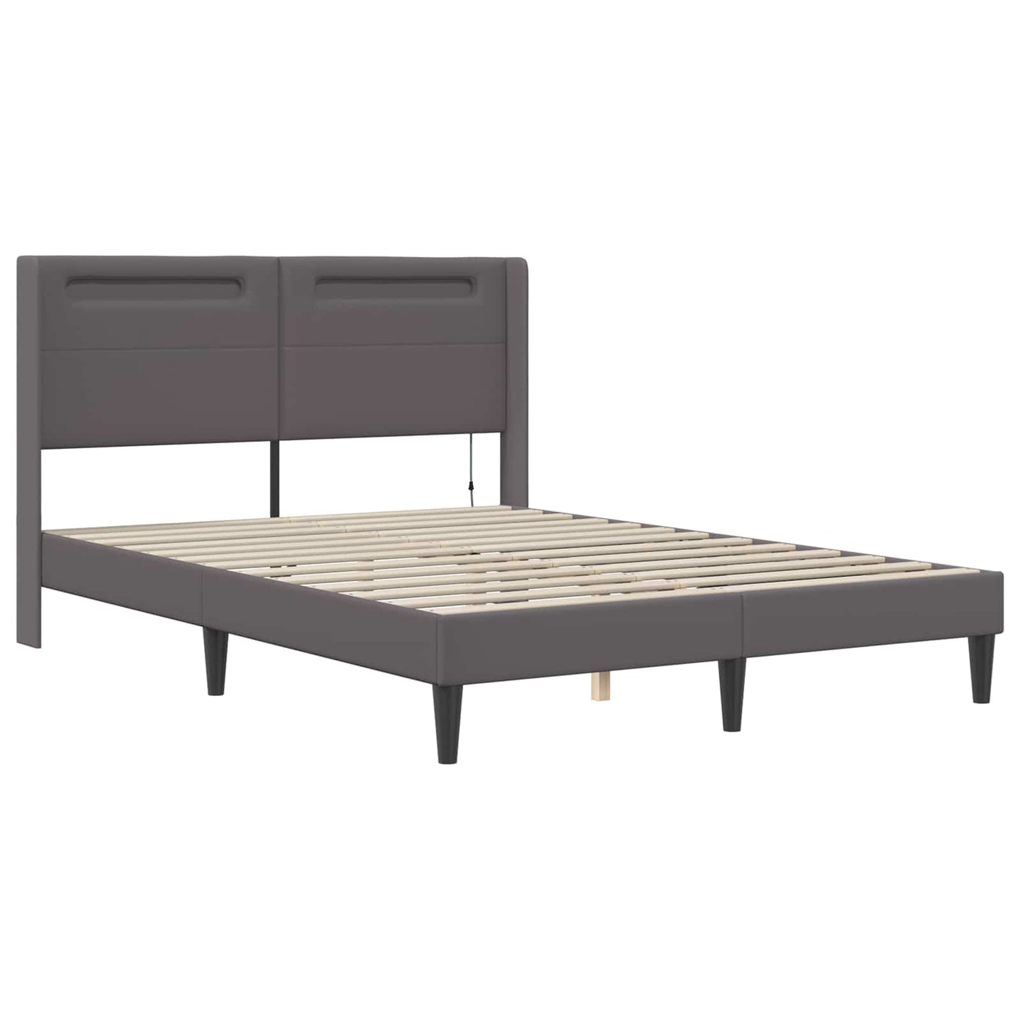 vidaXL Σκελετός κρεβατιού με στρώμα Γκρι 160 x 200 cm Τεχνητό Δέρμα