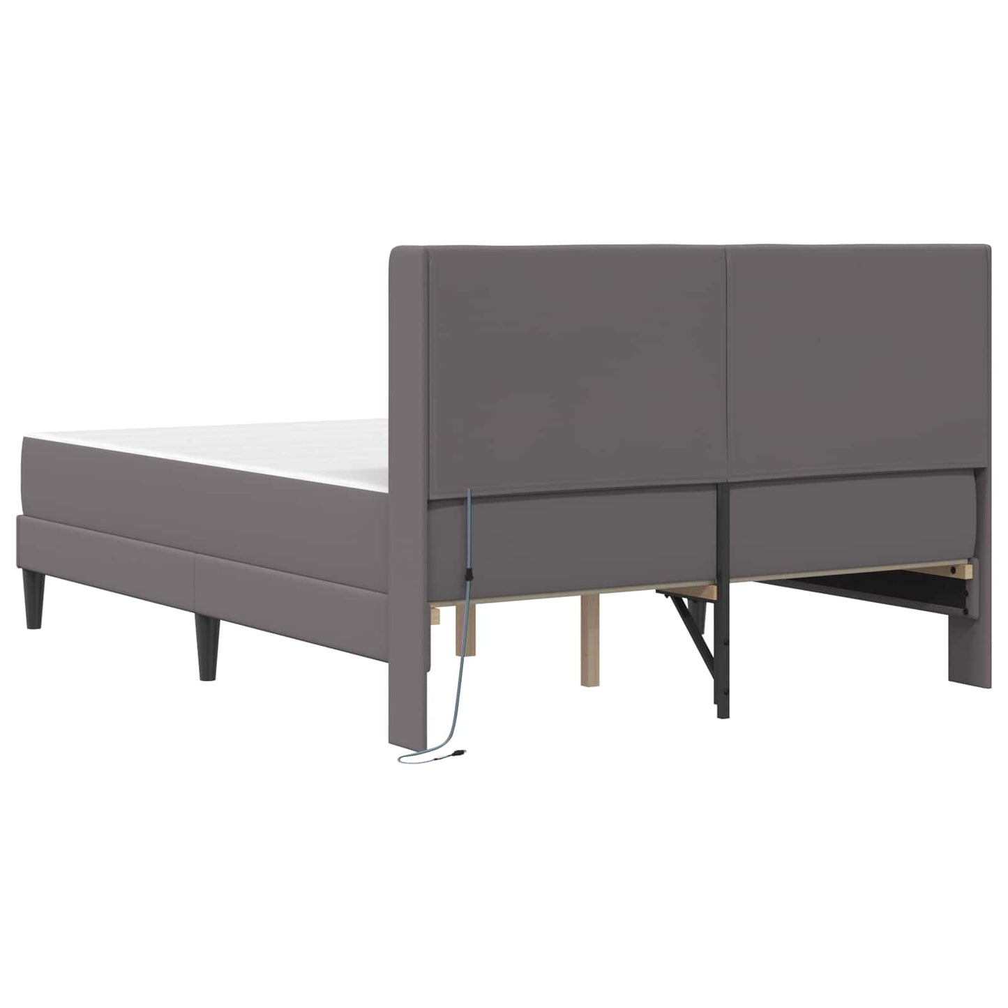 vidaXL Σκελετός κρεβατιού με στρώμα Γκρι 160 x 200 cm Τεχνητό Δέρμα
