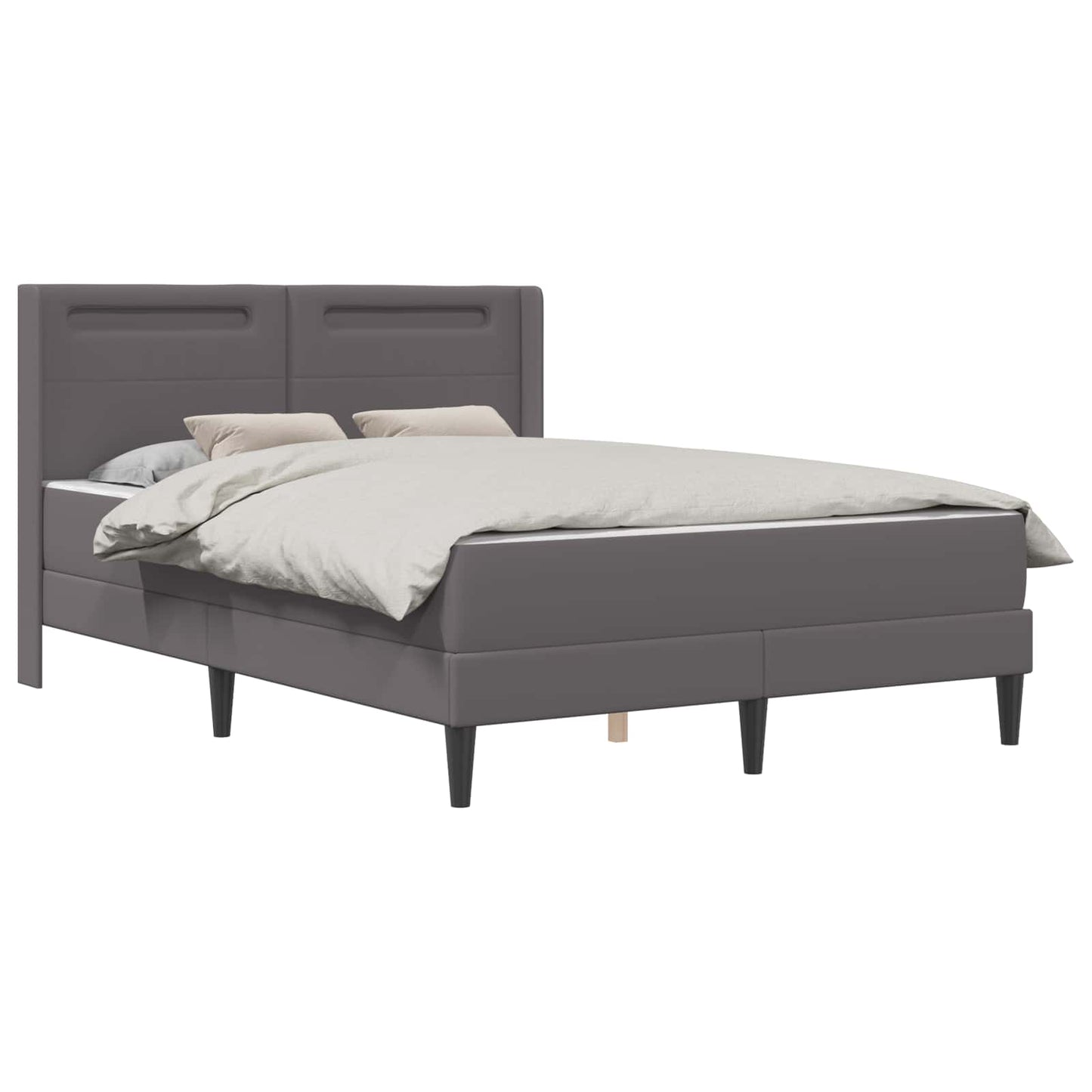 vidaXL Σκελετός κρεβατιού με στρώμα Γκρι 160 x 200 cm Τεχνητό Δέρμα