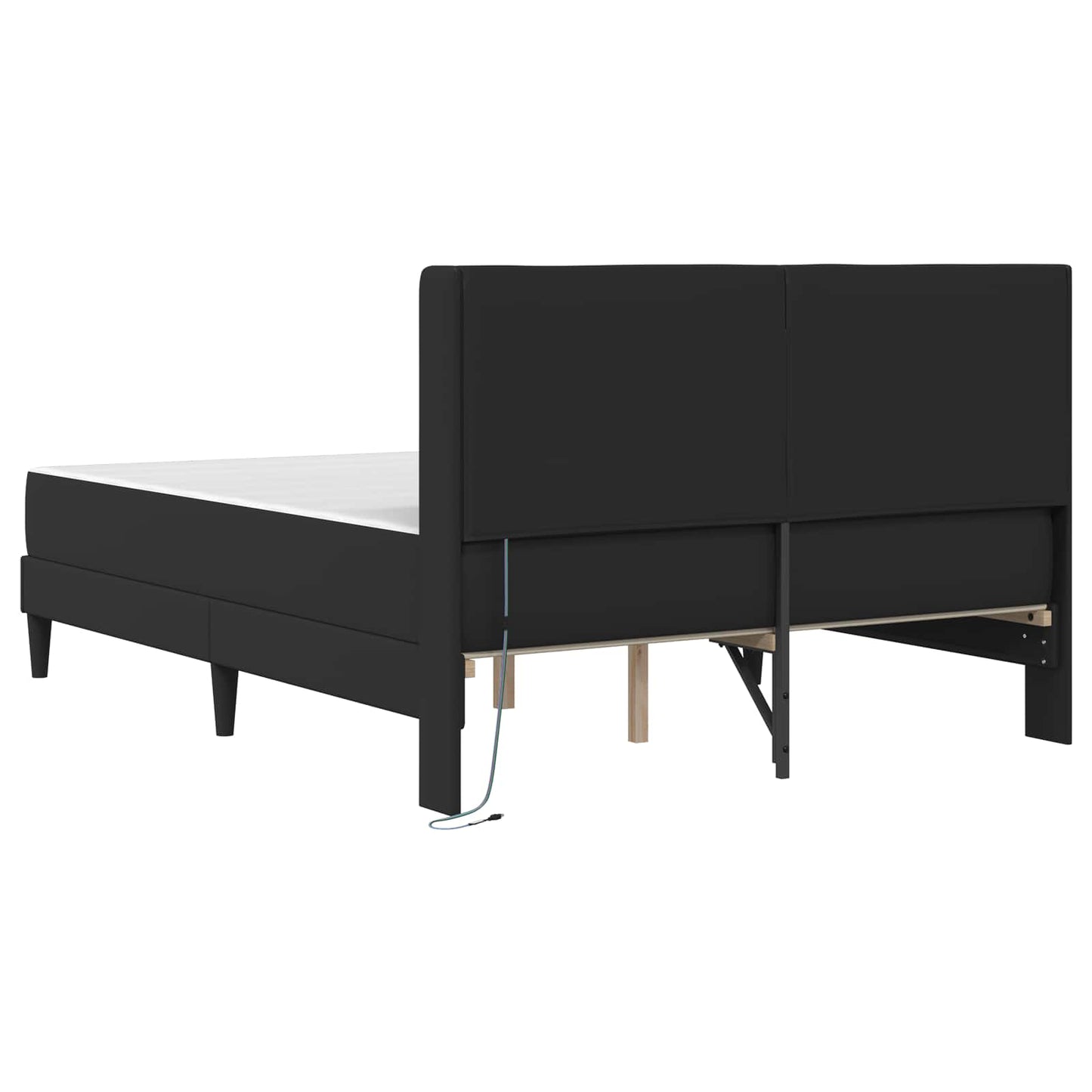 vidaXL Σκελετός κρεβατιού με στρώμα Μαύρο 160 x 200 cm Τεχνητό Δέρμα