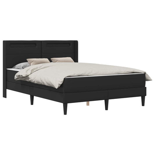 vidaXL Σκελετός κρεβατιού με στρώμα Μαύρο 160 x 200 cm Τεχνητό Δέρμα