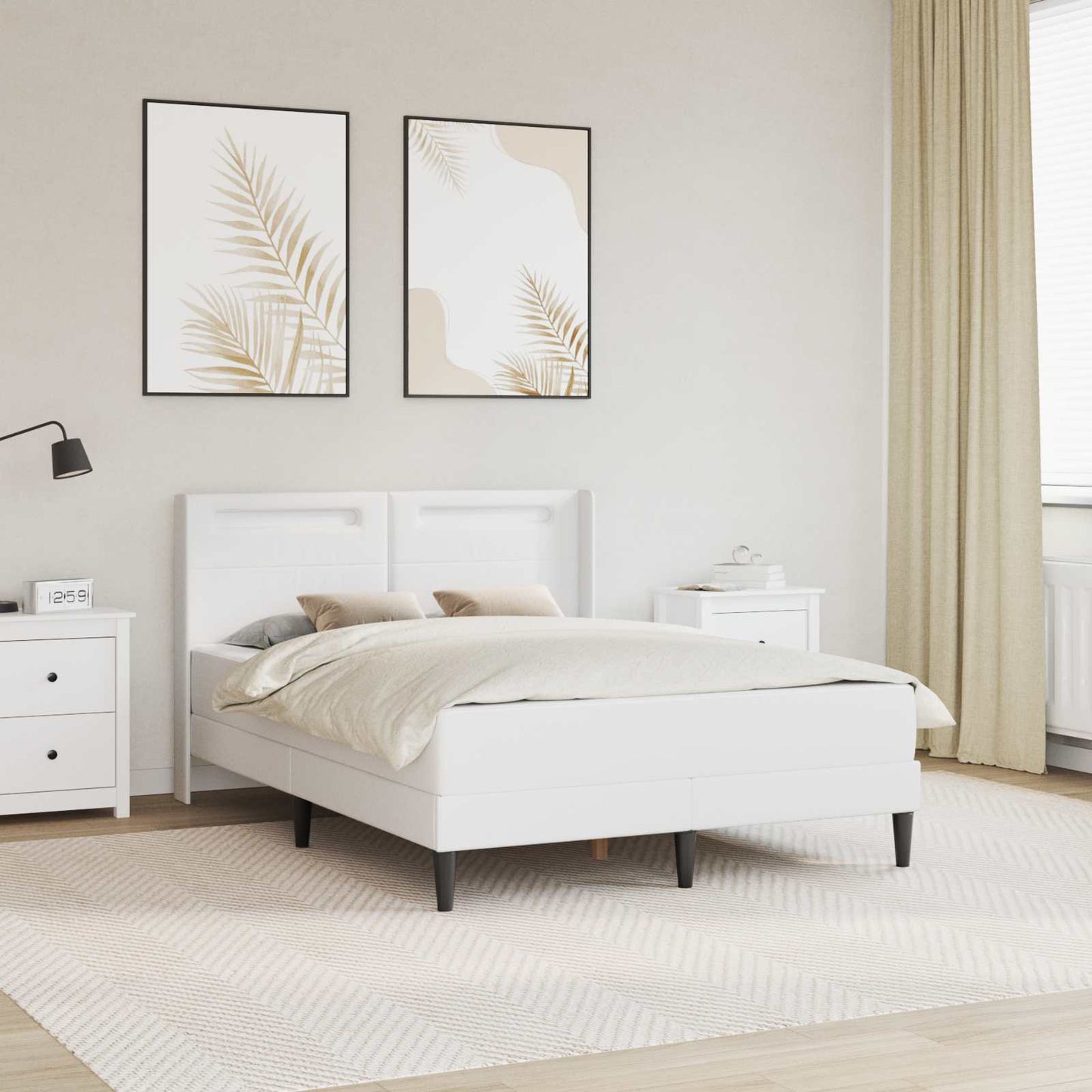 vidaXL Σκελετός κρεβατιού με στρώμα Λευκό 160 x 200 cm Τεχνητό Δέρμα
