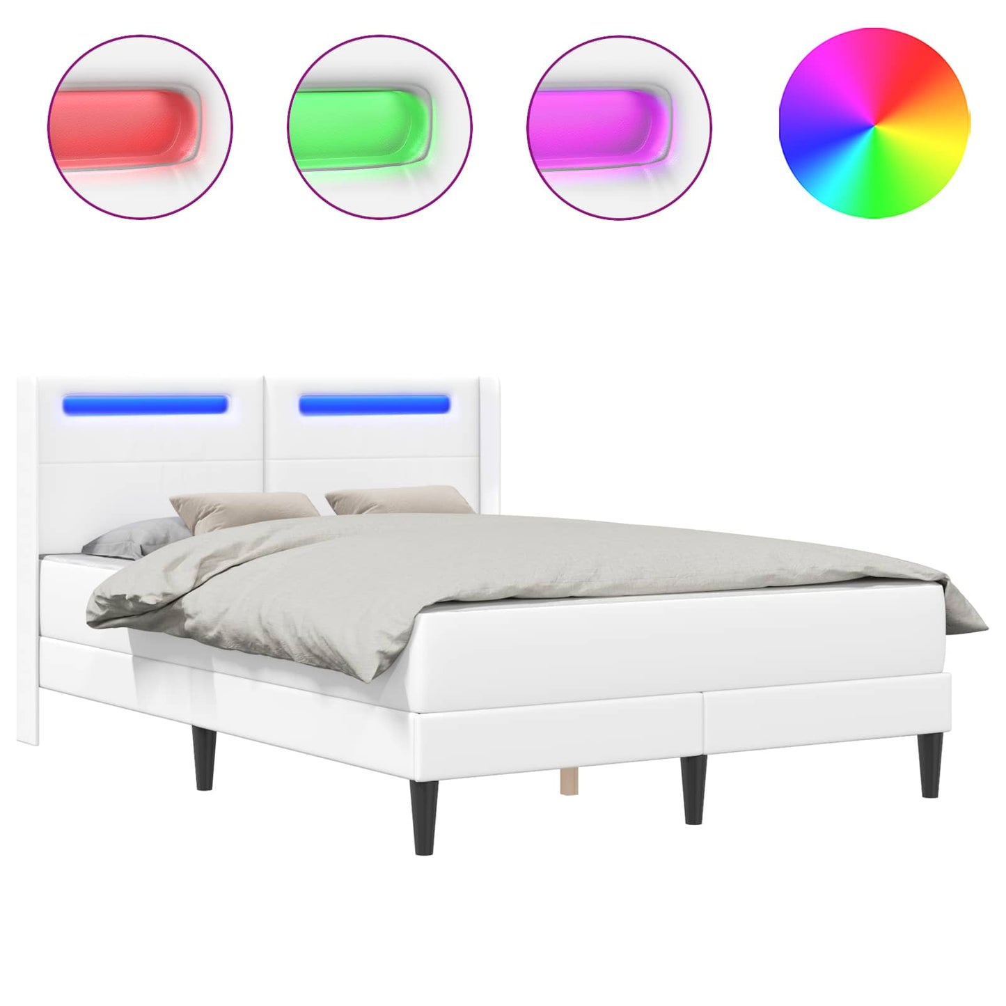 vidaXL Σκελετός κρεβατιού με στρώμα Λευκό 160 x 200 cm Τεχνητό Δέρμα