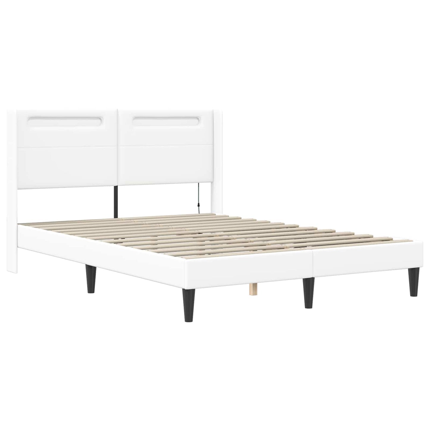 vidaXL Σκελετός κρεβατιού με στρώμα Λευκό 160 x 200 cm Τεχνητό Δέρμα