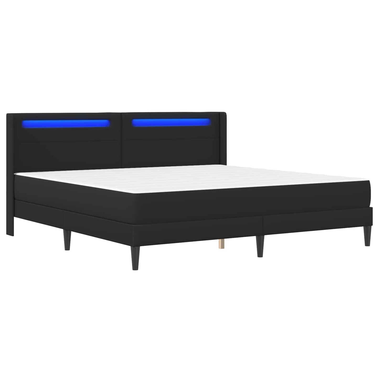 vidaXL Σκελετός κρεβατιού με στρώμα Μαύρο 200 x 200 cm Τεχνητό Δέρμα