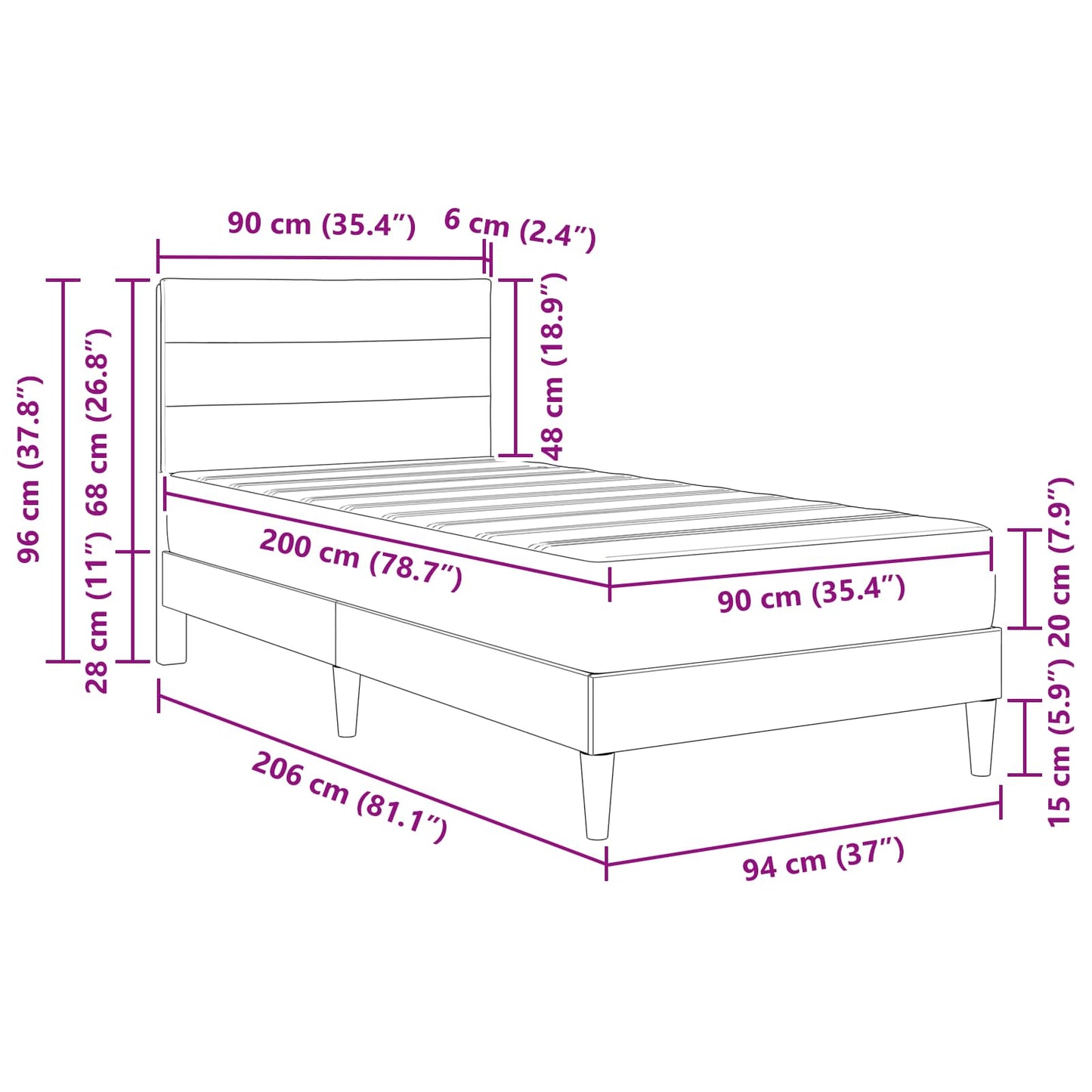 vidaXL Σκελετός Κρεβατιού Ανοιχτό γκρι 90 x 200 cm Πολυεστέρας