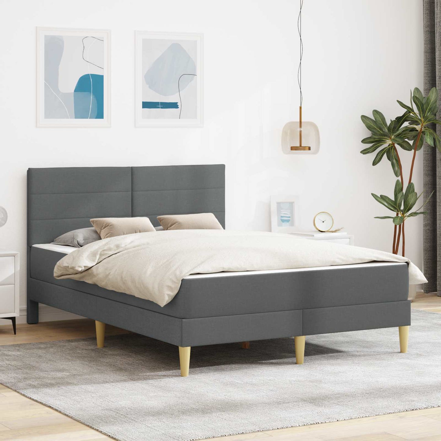 vidaXL Σκελετός Κρεβατιού Σκούρο Γκρι 120 x 190 cm Πολυεστέρας