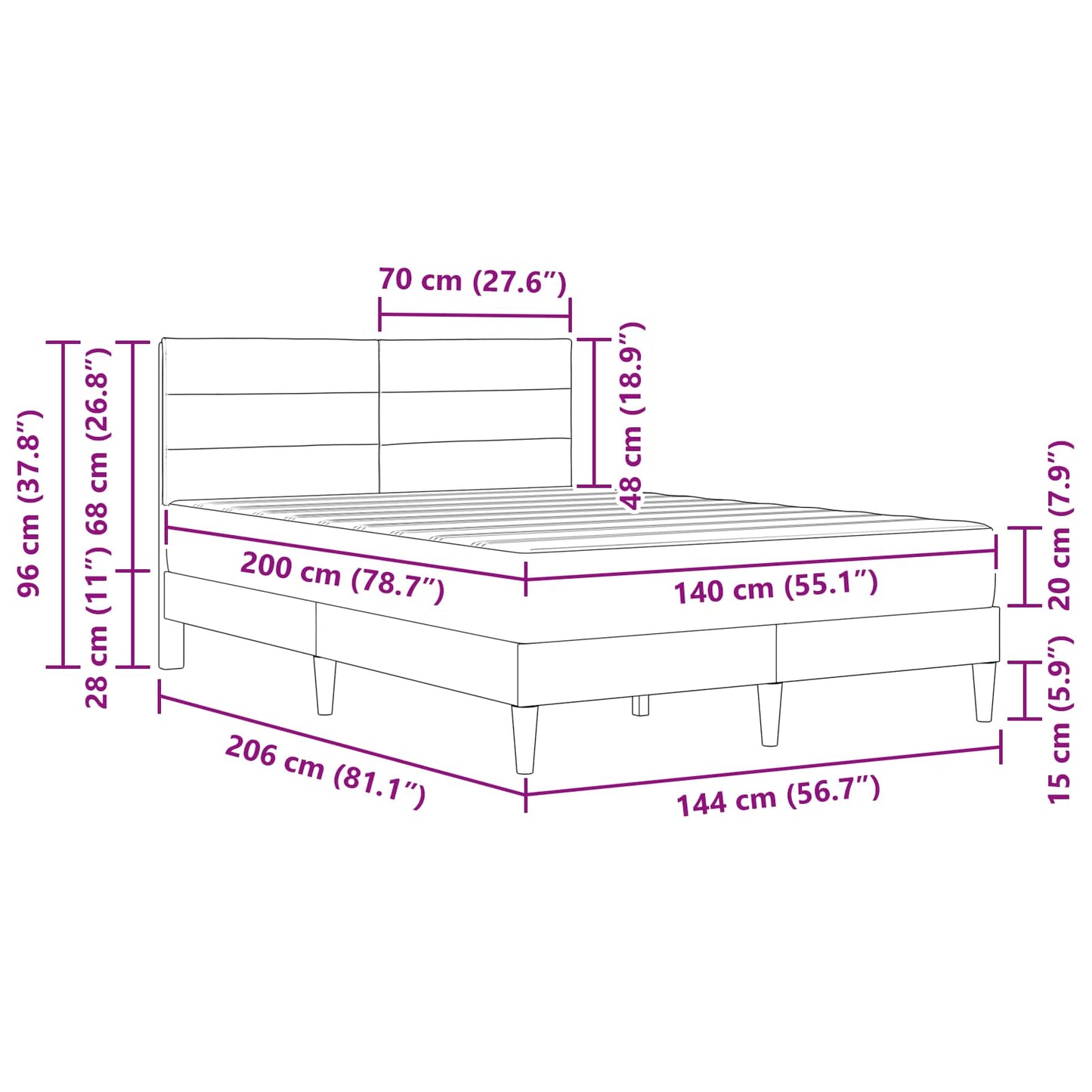 vidaXL Σκελετός Κρεβατιού Taupe 140 x 200 cm Πολυεστέρας