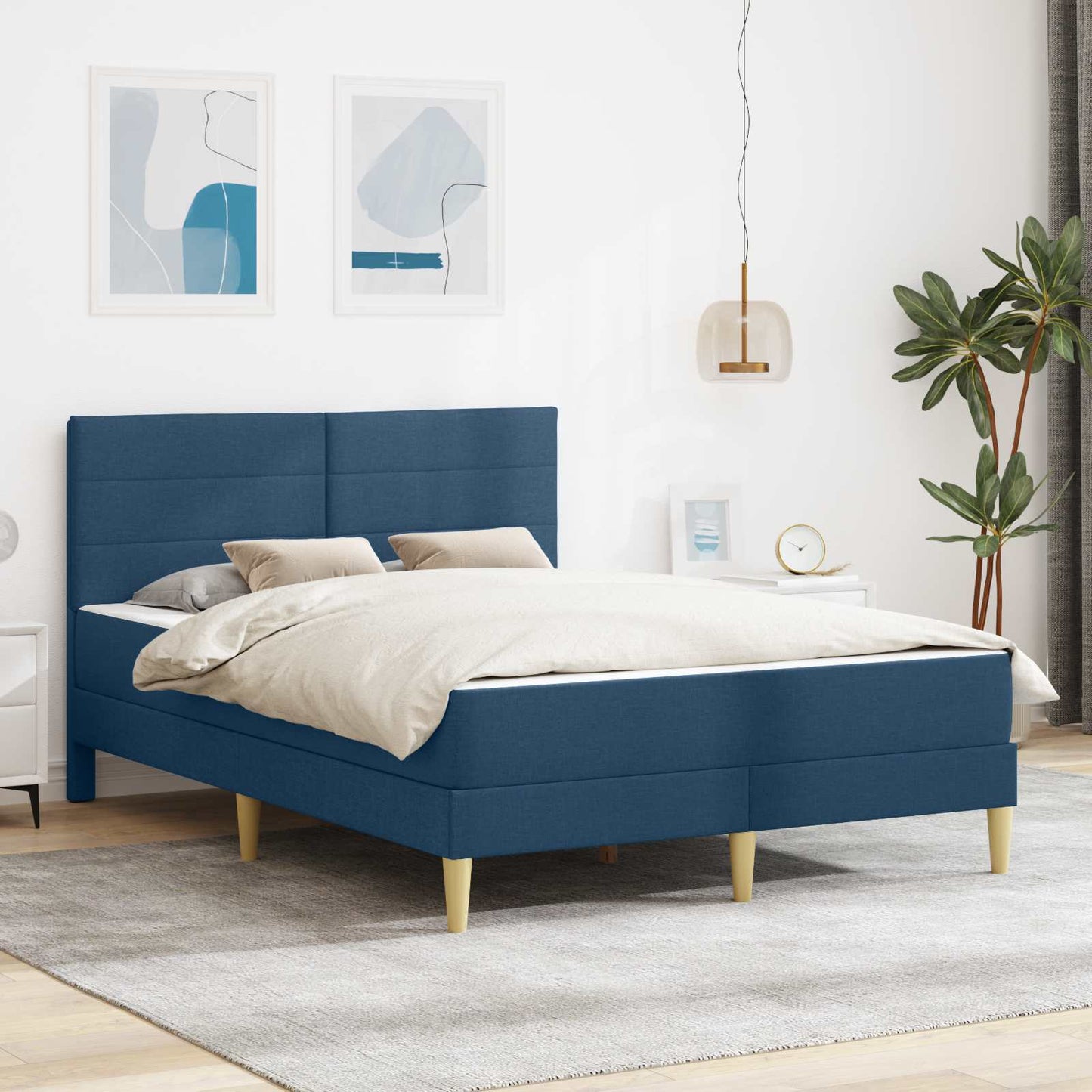 vidaXL Σκελετός Κρεβατιού Μπλε 140 x 200 cm Πολυεστέρας