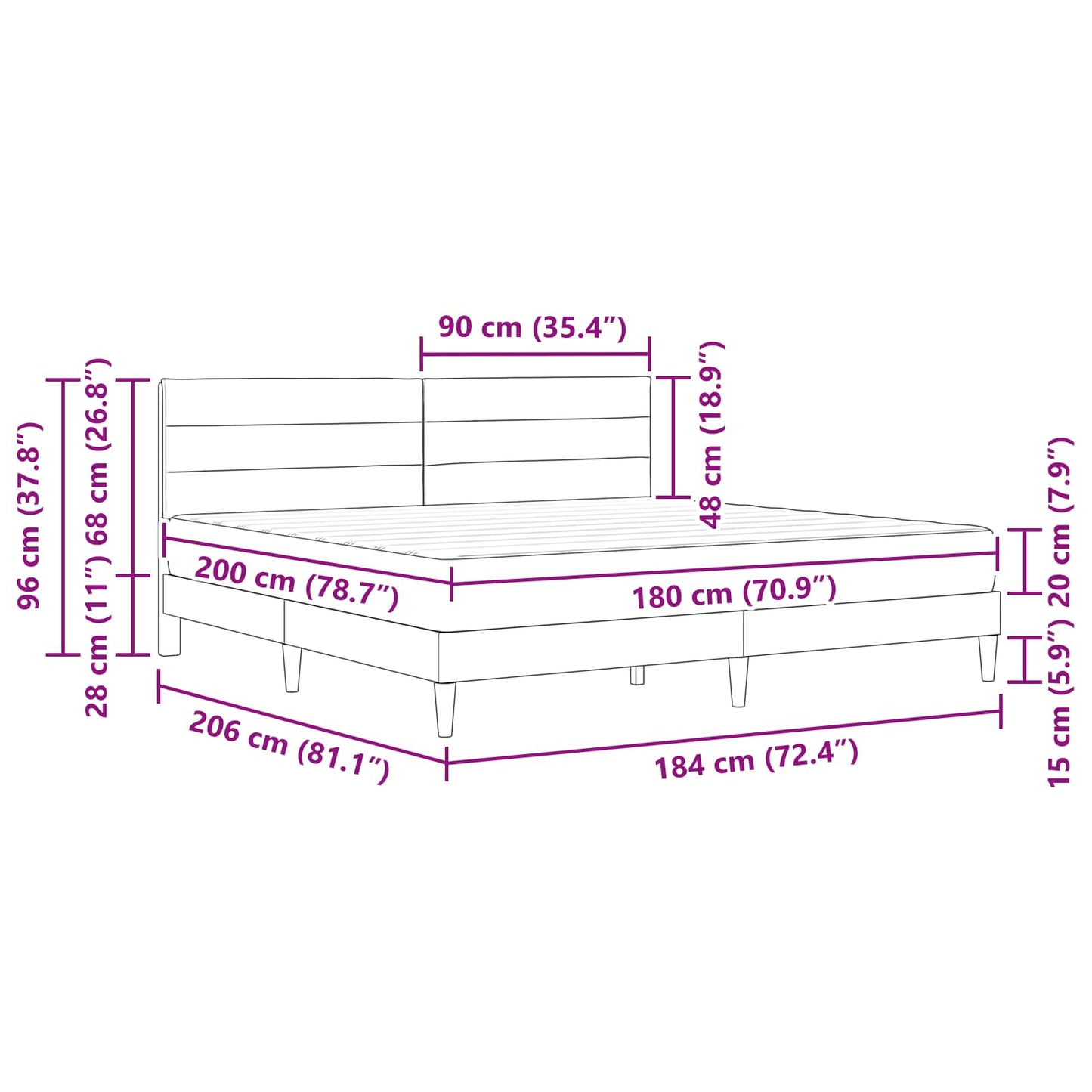 vidaXL Σκελετός Κρεβατιού Μπλε 180 x 200 cm Πολυεστέρας