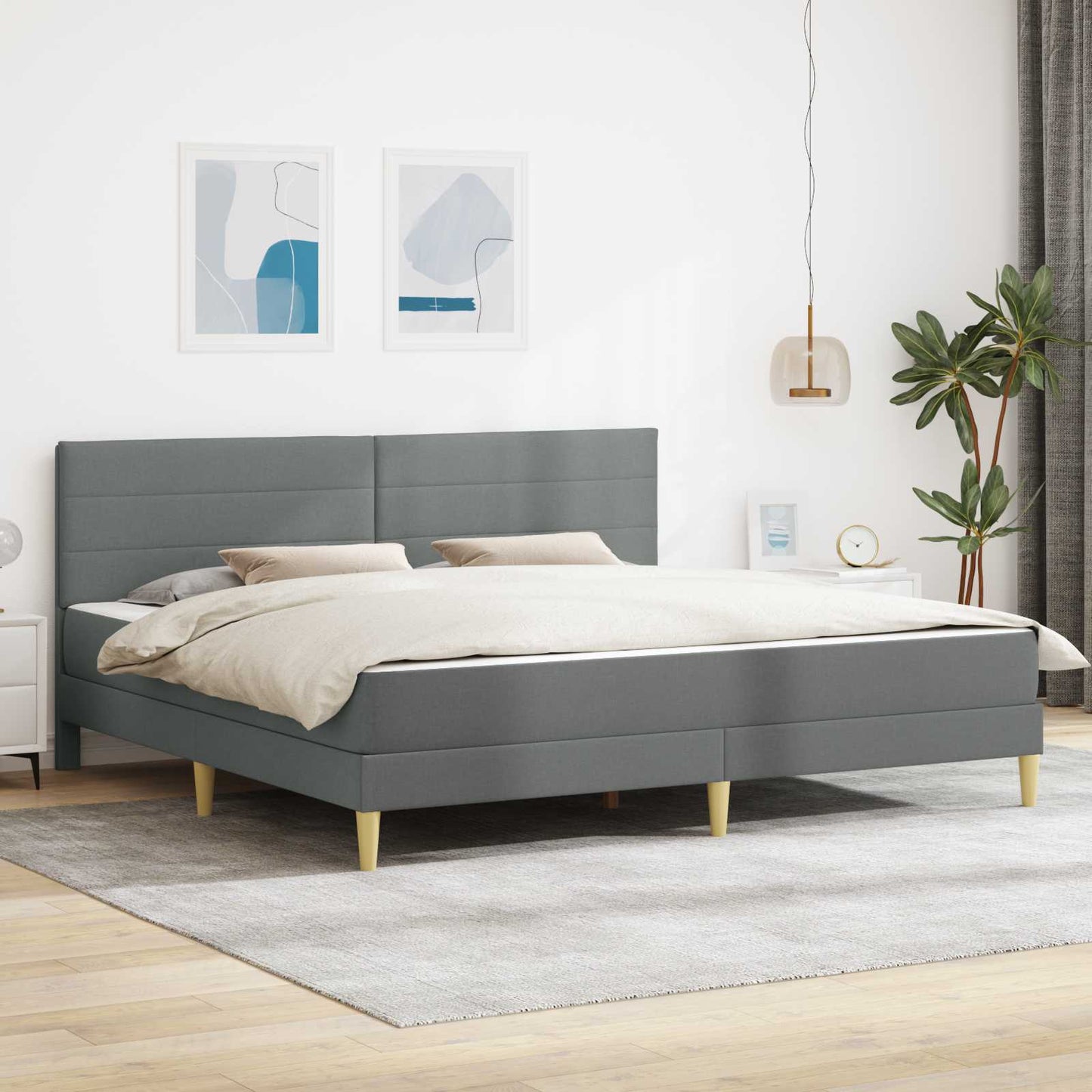 vidaXL Σκελετός Κρεβατιού Σκούρο Γκρι 200 x 200 cm Πολυεστέρας