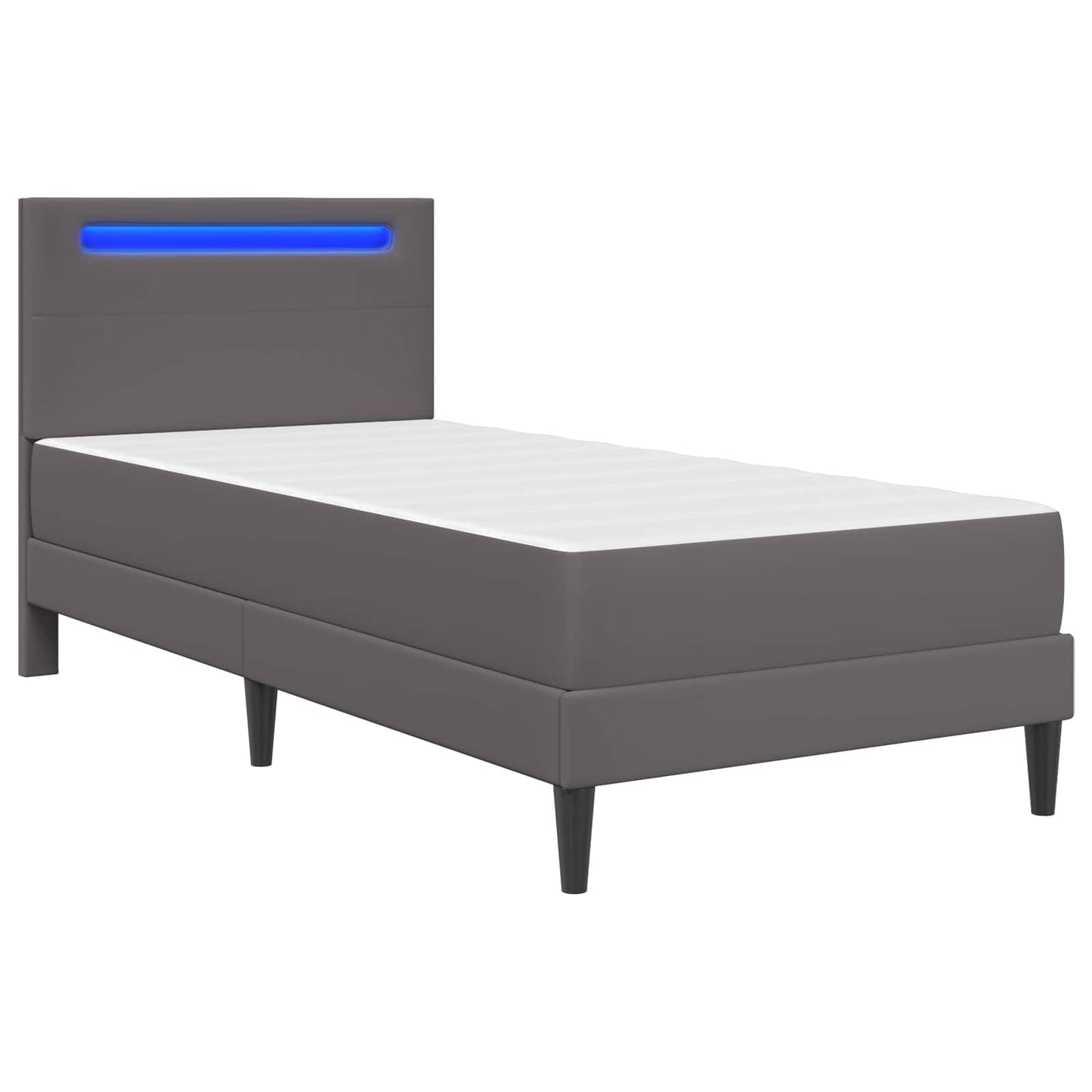 vidaXL Σκελετός Κρεβατιού με κεφαλάρι Γκρι 90 x 190 cm Τεχνητό Δέρμα