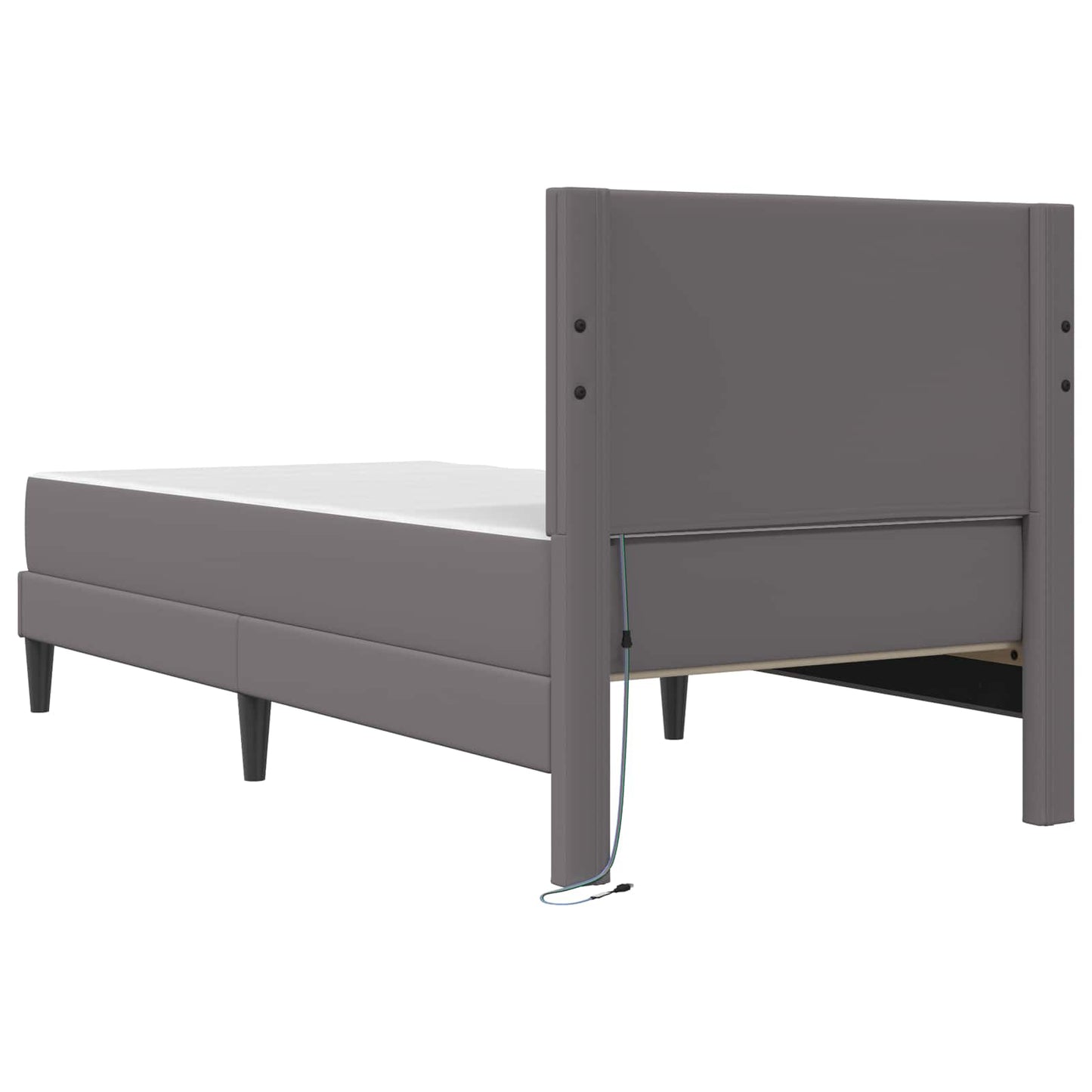 vidaXL Σκελετός Κρεβατιού με κεφαλάρι Γκρι 90 x 190 cm Τεχνητό Δέρμα