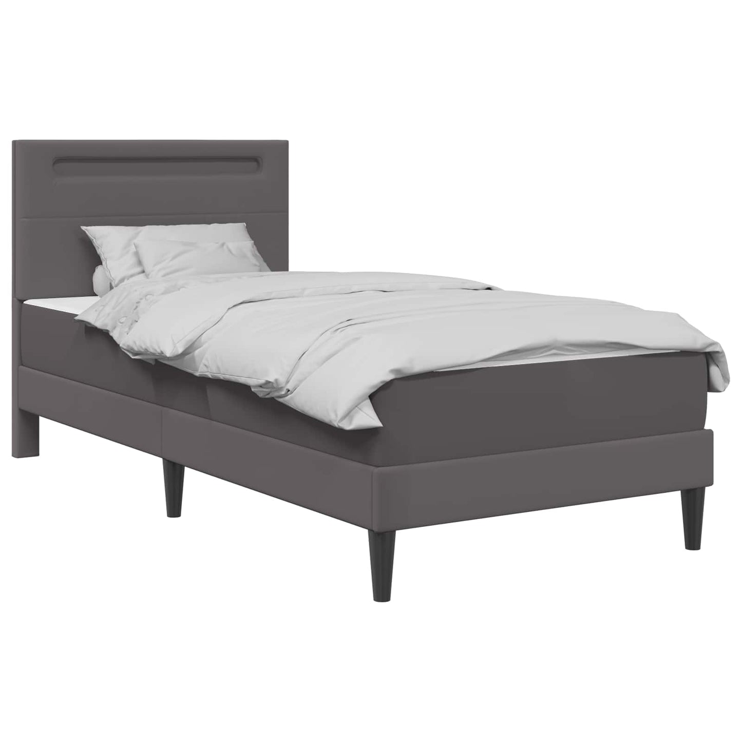 vidaXL Σκελετός Κρεβατιού με κεφαλάρι Γκρι 90 x 190 cm Τεχνητό Δέρμα