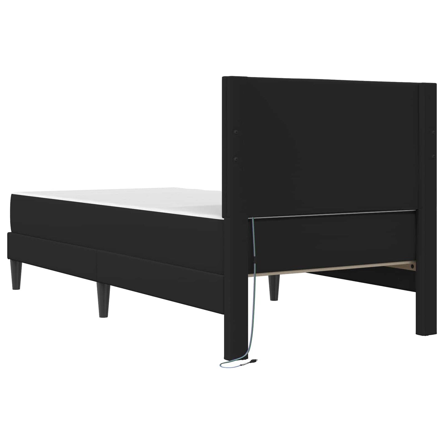 vidaXL Σκελετός Κρεβατιού με κεφαλάρι Μαύρο 90 x 190 cm Τεχνητό Δέρμα