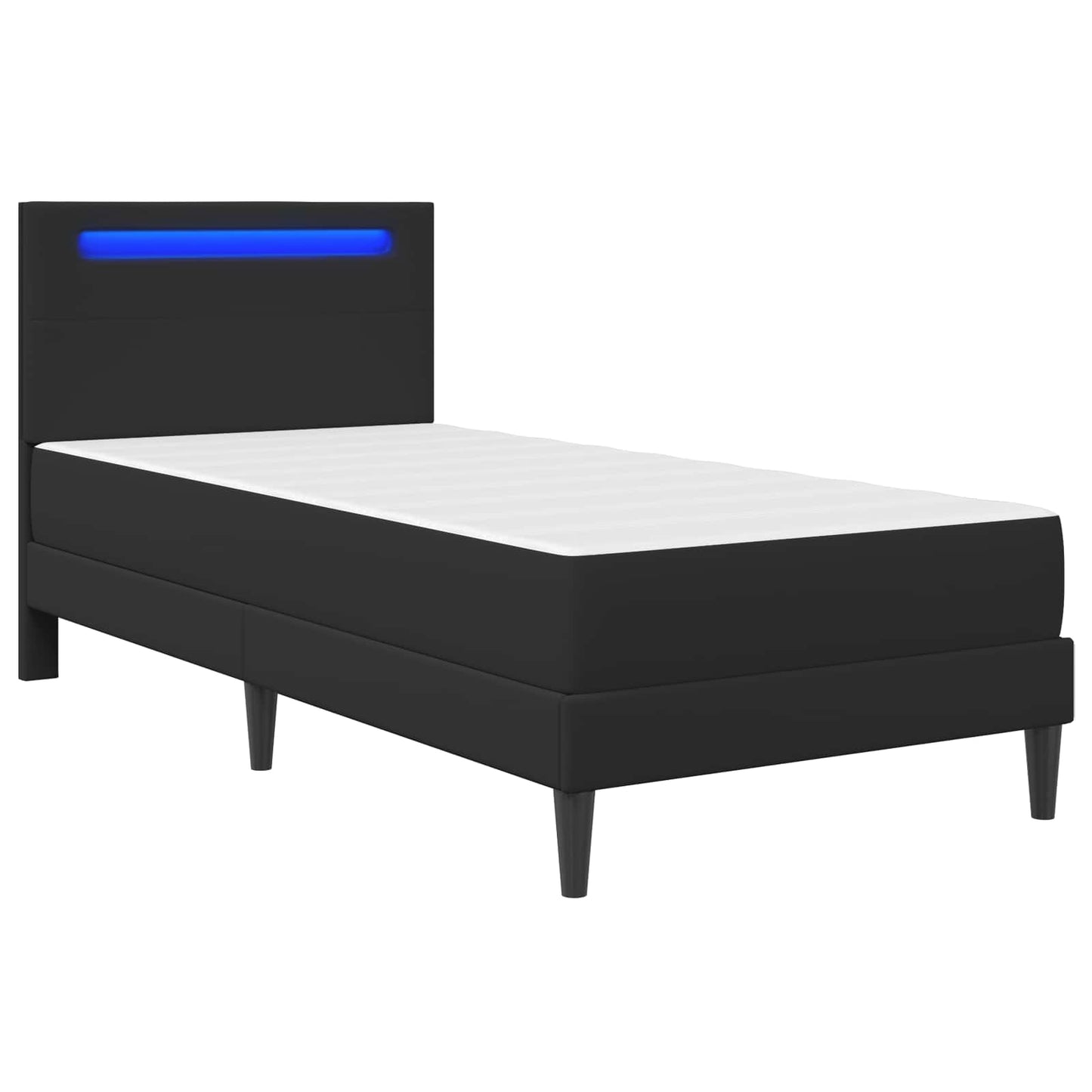 vidaXL Σκελετός Κρεβατιού με κεφαλάρι Μαύρο 90 x 200 cm Τεχνητό Δέρμα