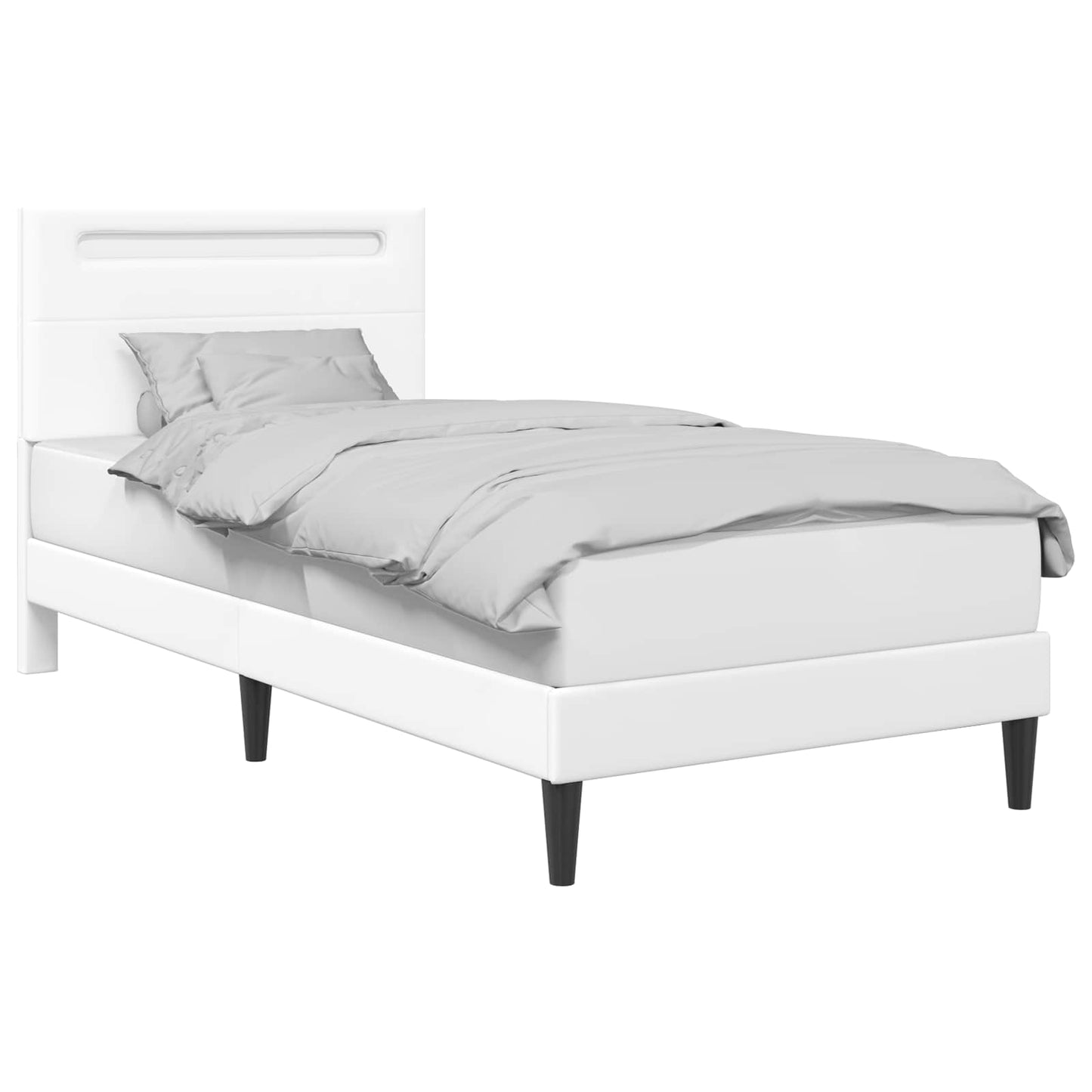 vidaXL Σκελετός Κρεβατιού με κεφαλάρι Λευκό 90 x 200 cm Τεχνητό Δέρμα