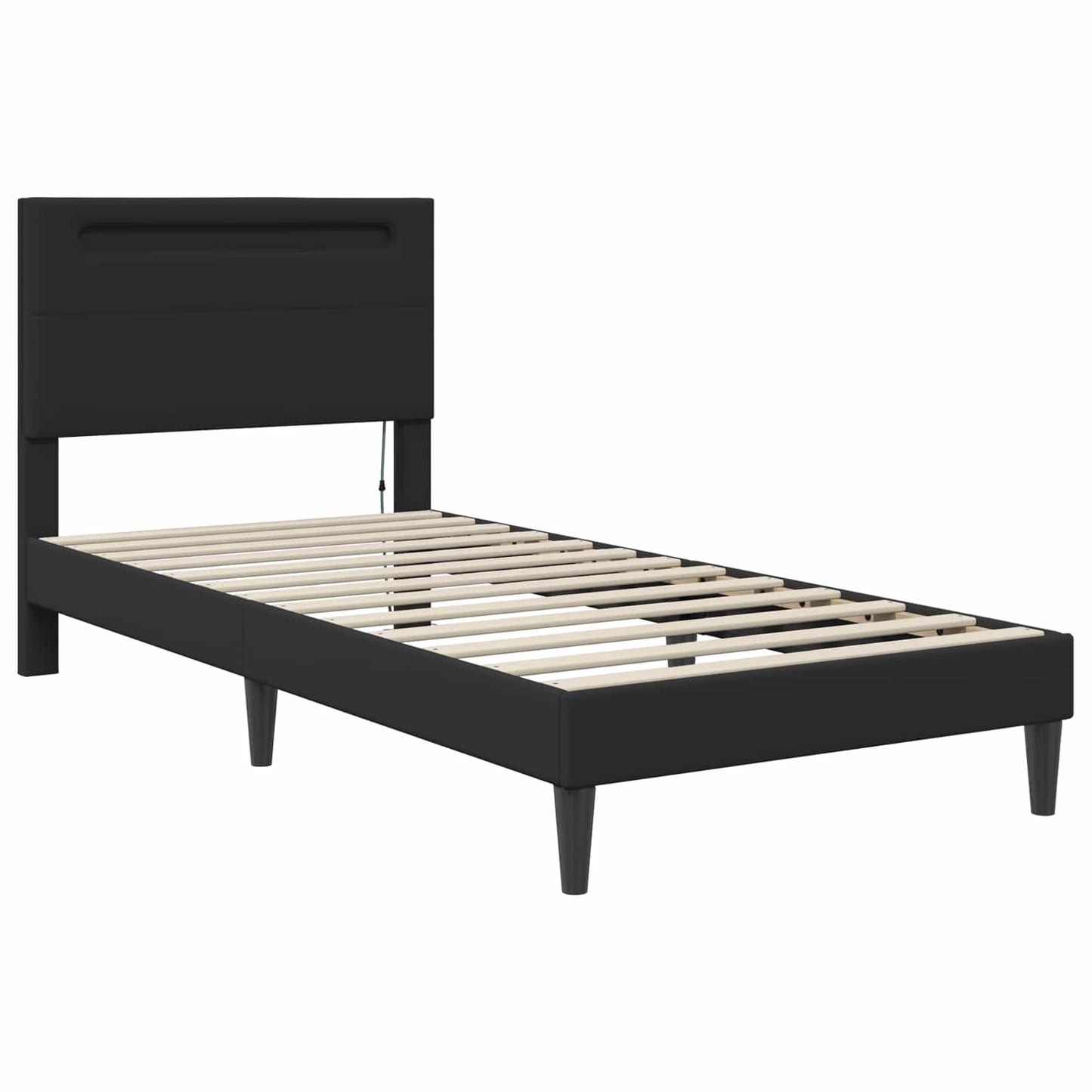 vidaXL Σκελετός Κρεβατιού με κεφαλάρι Μαύρο 100 x 200 cm Τεχνητό Δέρμα