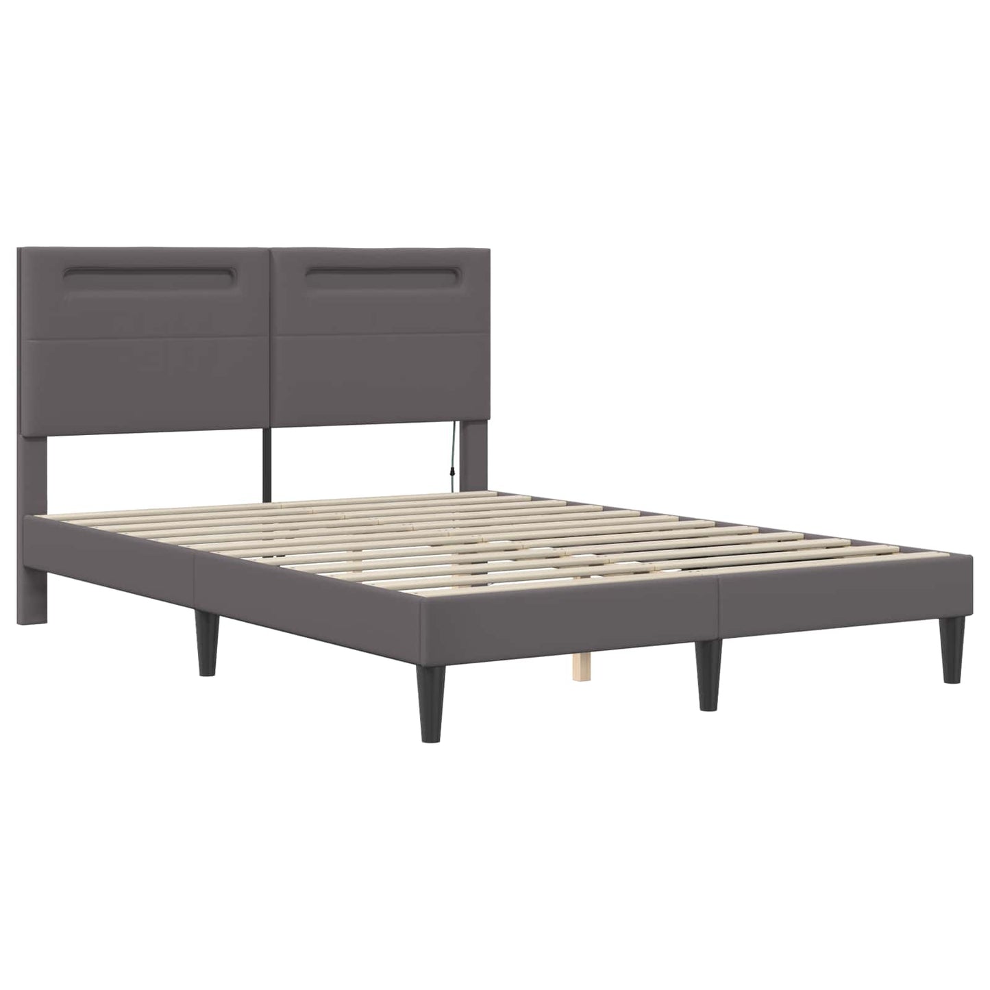 vidaXL Σκελετός Κρεβατιού με κεφαλάρι Γκρι 120 x 190 cm Τεχνητό Δέρμα