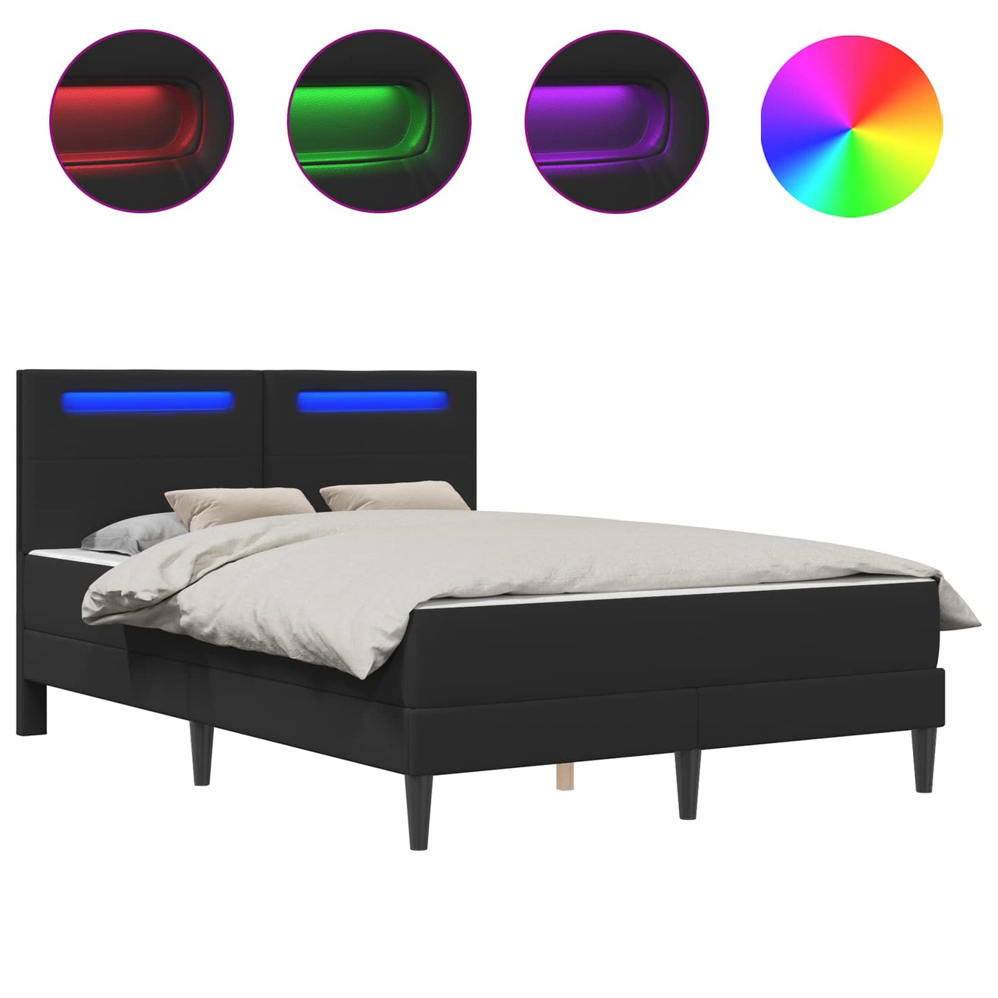 vidaXL Σκελετός Κρεβατιού με LED ταινίες φωτός 2 pcs Τεχνητό Δέρμα