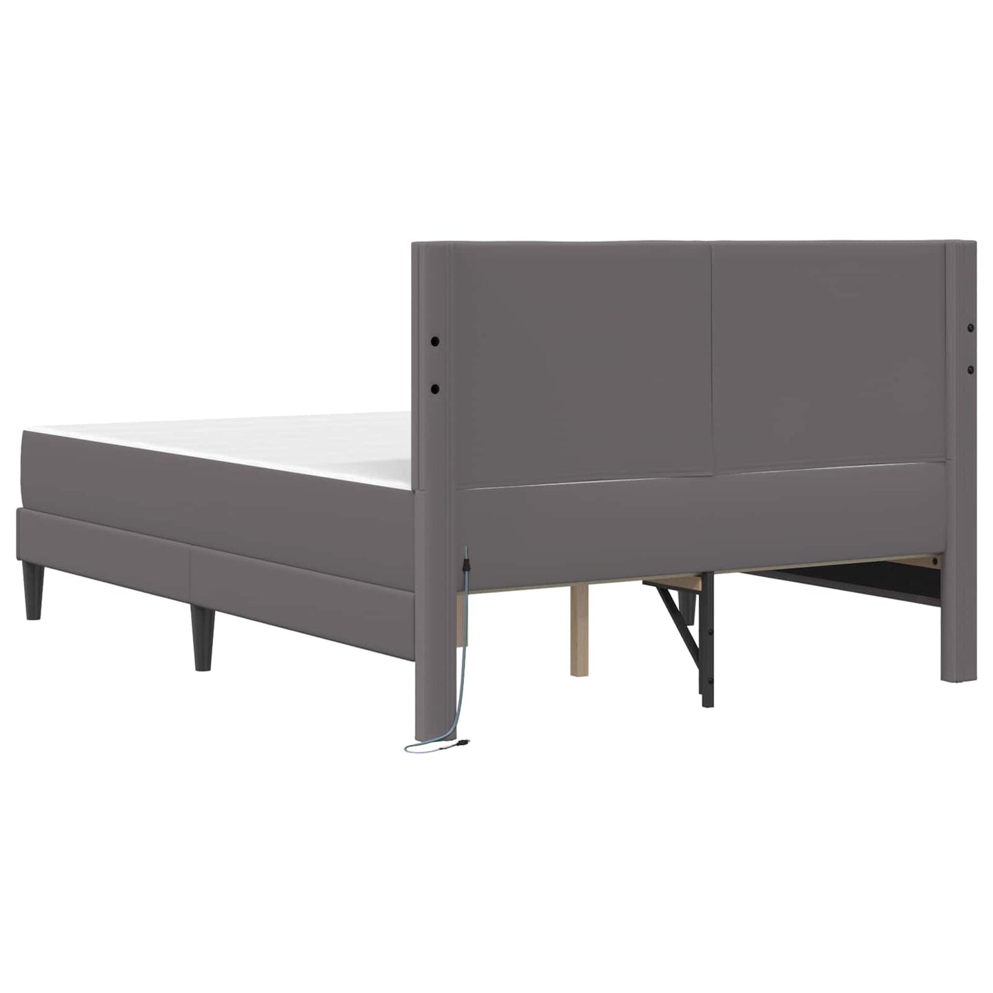 vidaXL Σκελετός Κρεβατιού με κεφαλάρι Γκρι 140 x 200 cm Τεχνητό Δέρμα