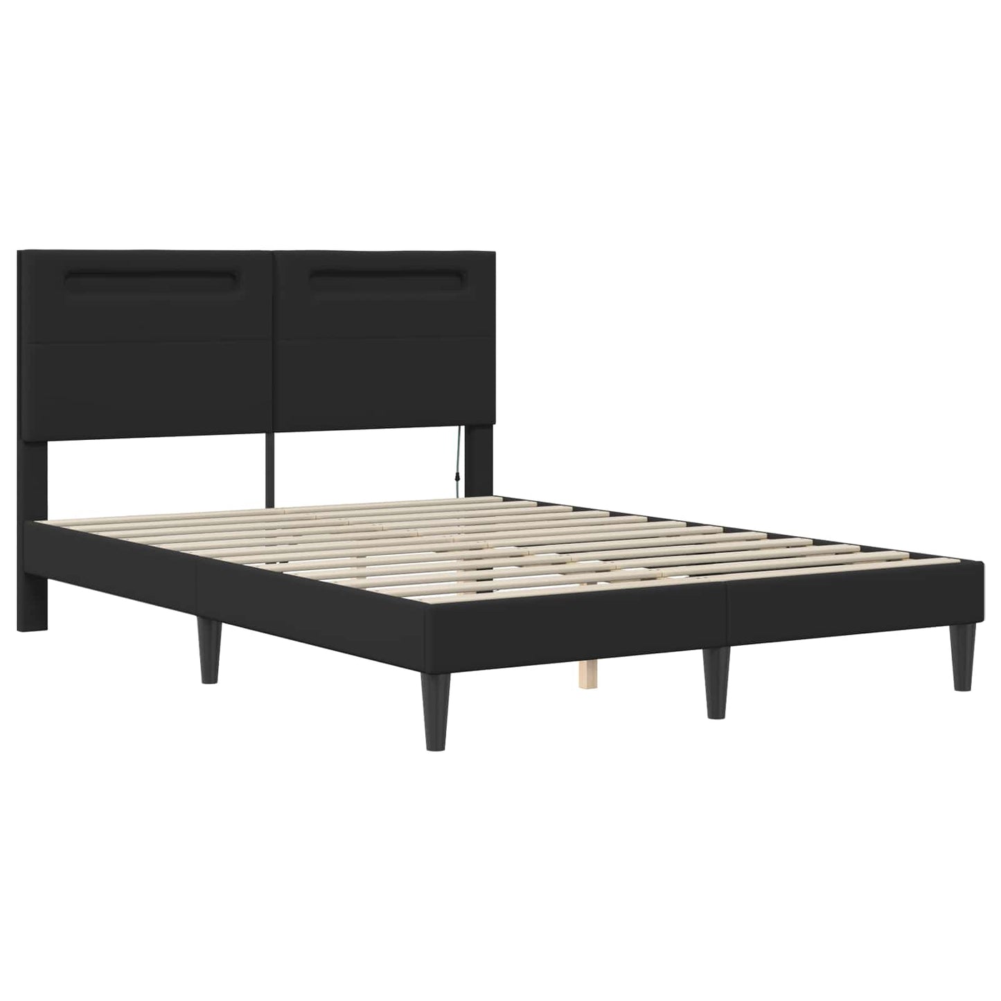vidaXL Σκελετός Κρεβατιού με κεφαλάρι Μαύρο 140 x 200 cm Τεχνητό Δέρμα
