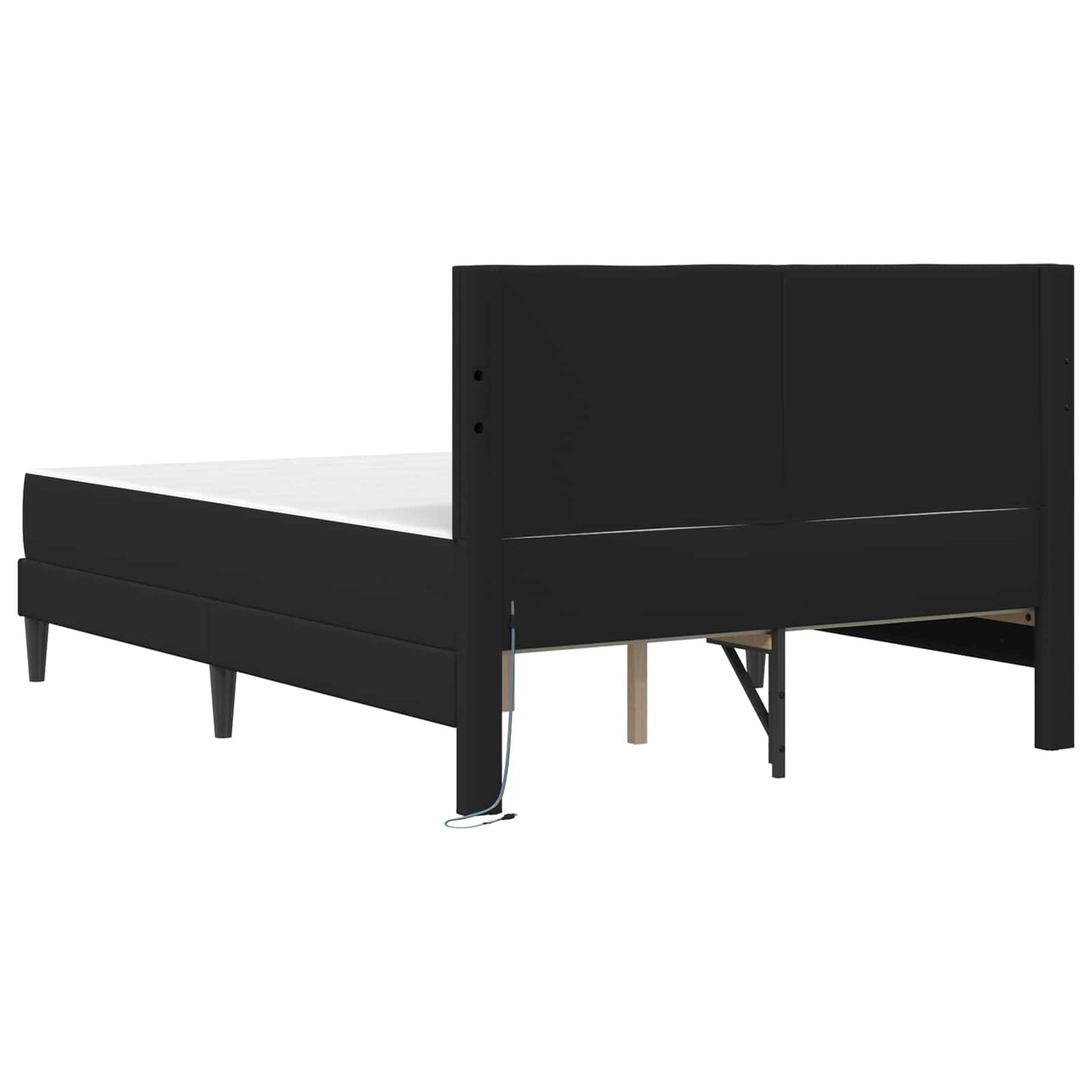 vidaXL Σκελετός Κρεβατιού με κεφαλάρι Μαύρο 140 x 200 cm Τεχνητό Δέρμα