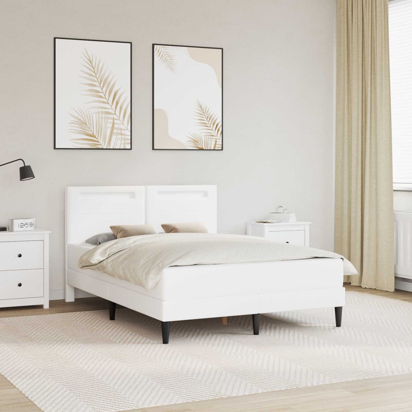 vidaXL Σκελετός Κρεβατιού με κεφαλάρι Λευκό 140 x 200 cm Τεχνητό Δέρμα