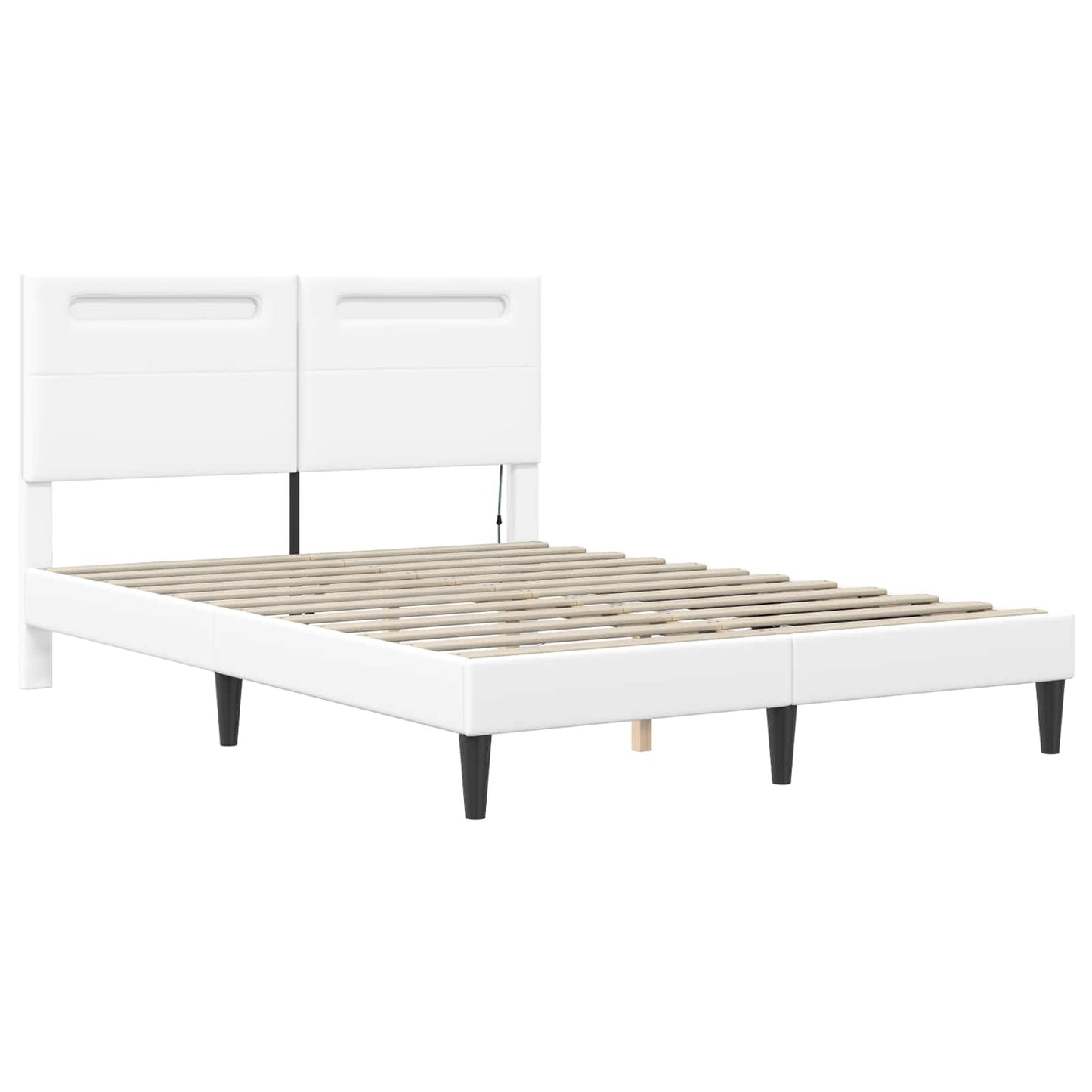 vidaXL Σκελετός Κρεβατιού με κεφαλάρι Λευκό 140 x 200 cm Τεχνητό Δέρμα