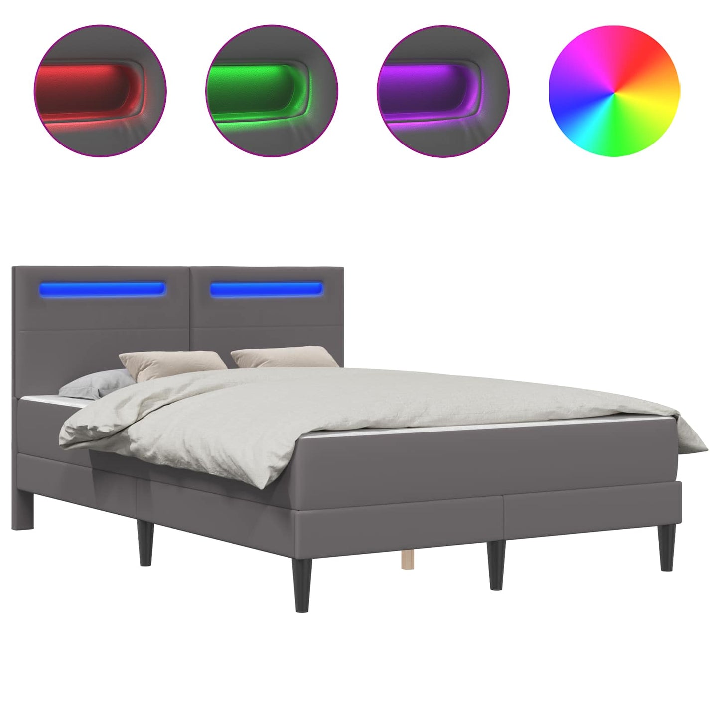 vidaXL Σκελετός Κρεβατιού με κεφαλάρι Γκρι 160 x 200 cm Τεχνητό Δέρμα