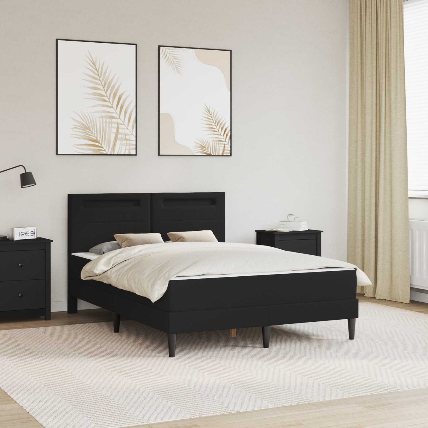 vidaXL Σκελετός Κρεβατιού με κεφαλάρι Μαύρο 160 x 200 cm Τεχνητό Δέρμα