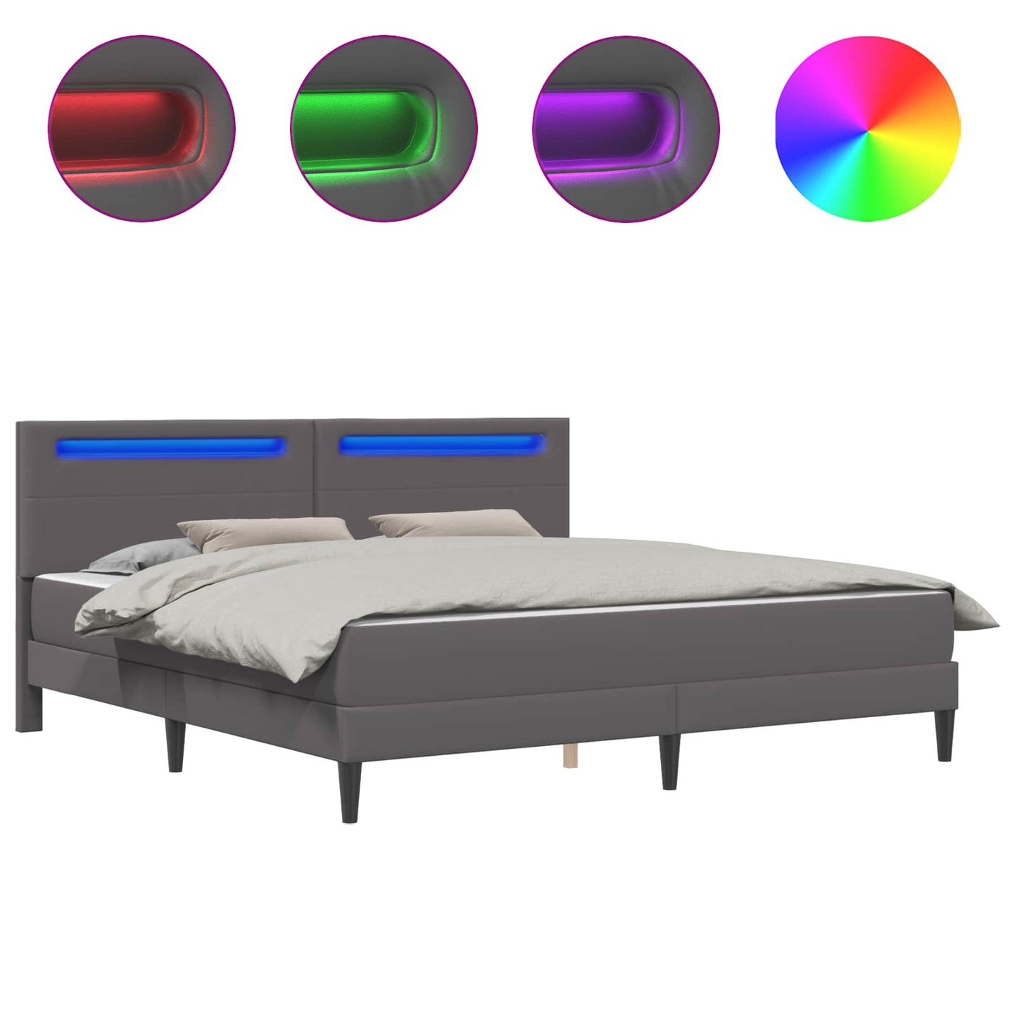 vidaXL Σκελετός Κρεβατιού με κεφαλάρι Γκρι 180 x 200 cm Τεχνητό Δέρμα