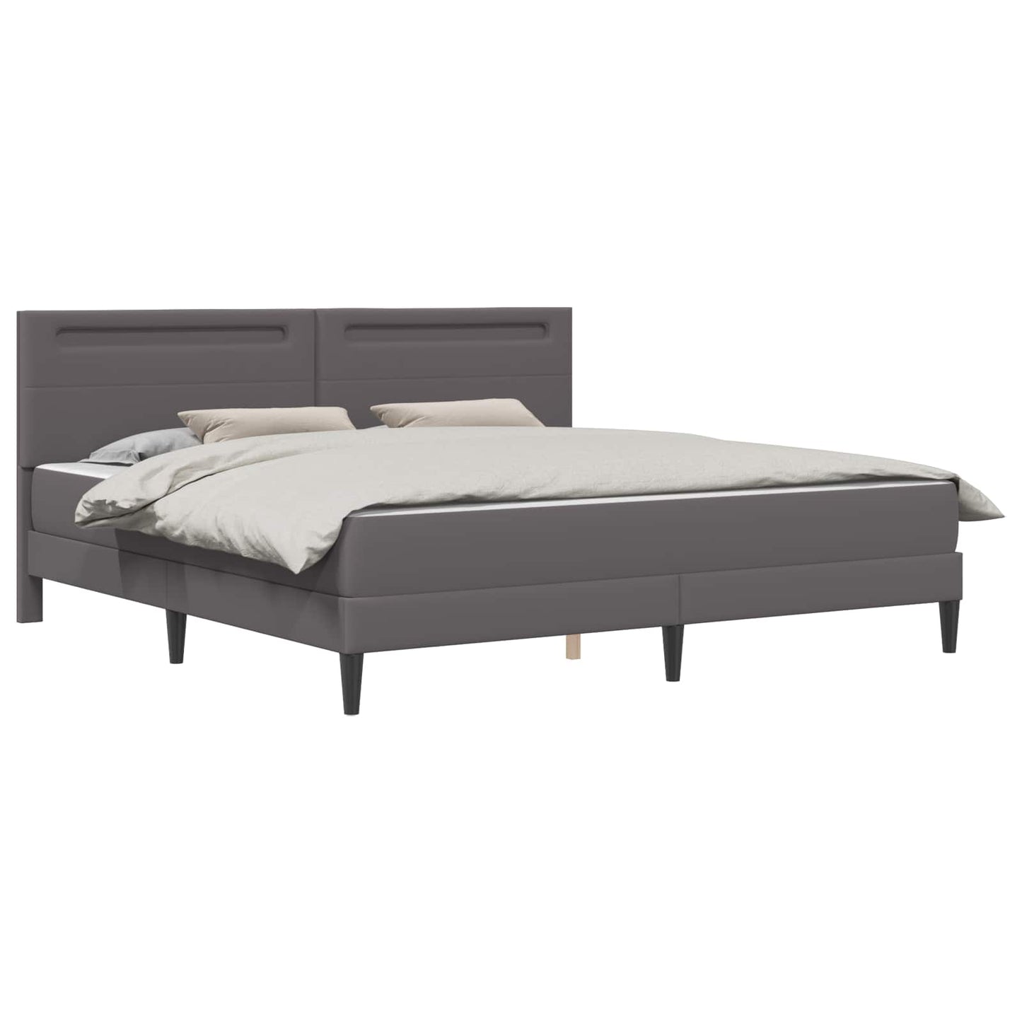 vidaXL Σκελετός Κρεβατιού με κεφαλάρι Γκρι 180 x 200 cm Τεχνητό Δέρμα
