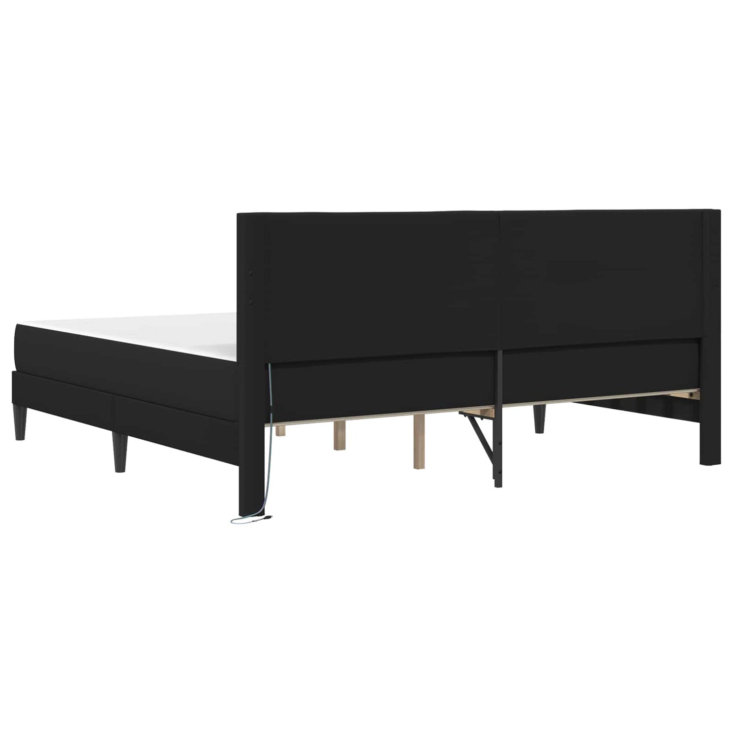 vidaXL Σκελετός Κρεβατιού με κεφαλάρι Μαύρο 180 x 200 cm Τεχνητό Δέρμα