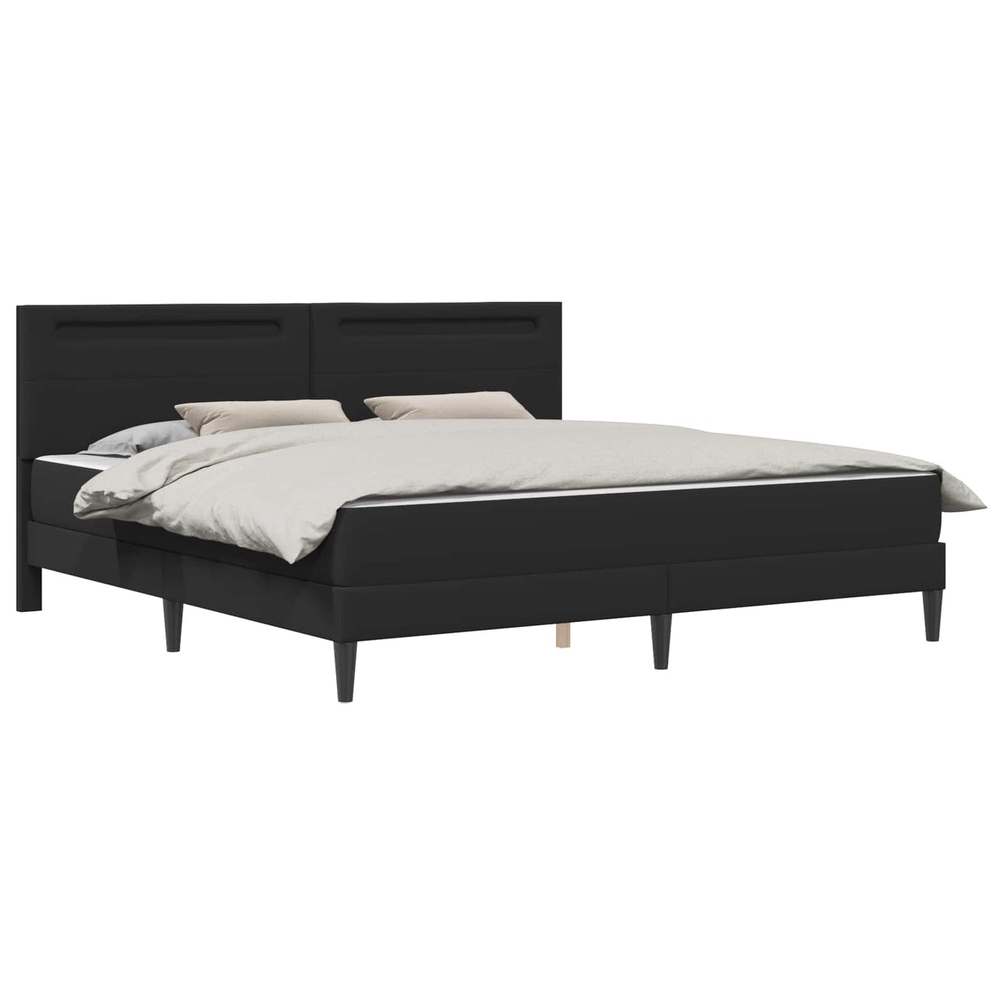vidaXL Σκελετός Κρεβατιού με κεφαλάρι Μαύρο 180 x 200 cm Τεχνητό Δέρμα