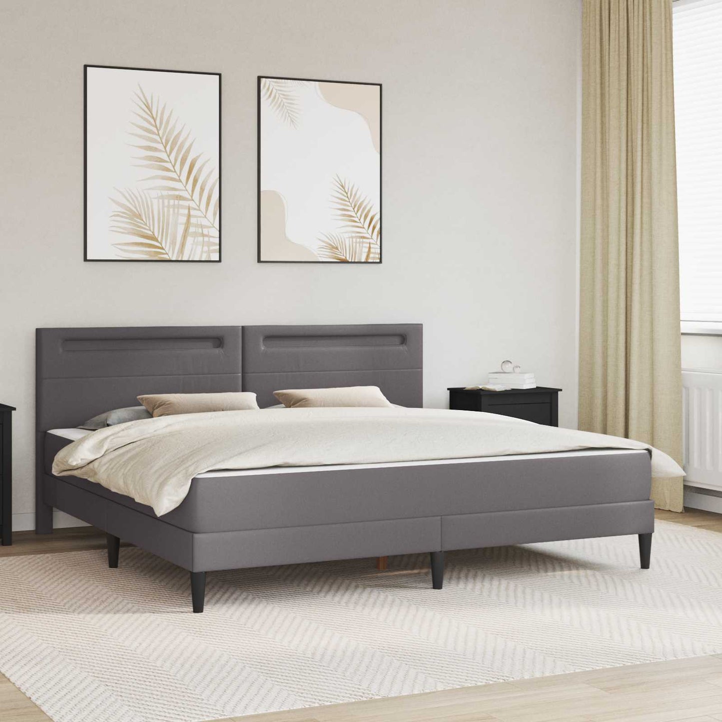 vidaXL Σκελετός Κρεβατιού με κεφαλάρι Γκρι 200 x 200 cm Τεχνητό Δέρμα