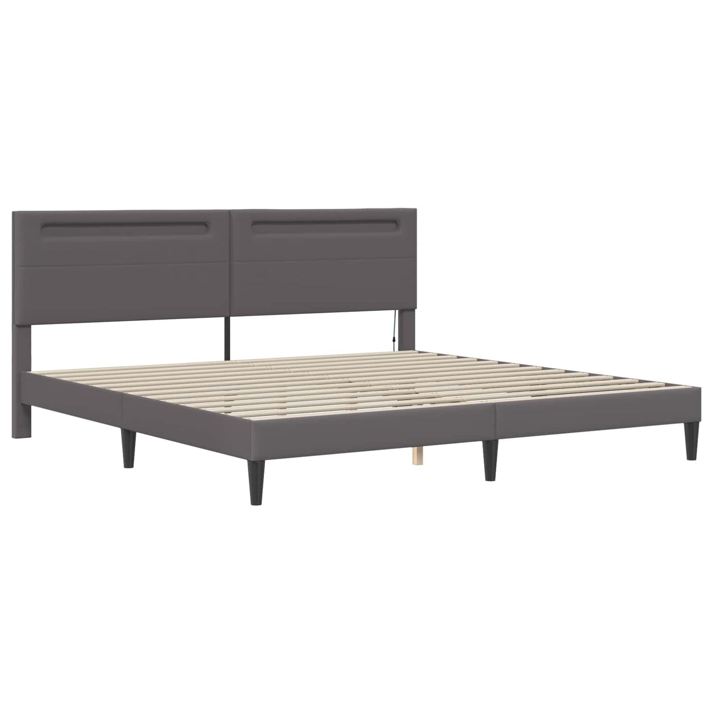 vidaXL Σκελετός Κρεβατιού με κεφαλάρι Γκρι 200 x 200 cm Τεχνητό Δέρμα