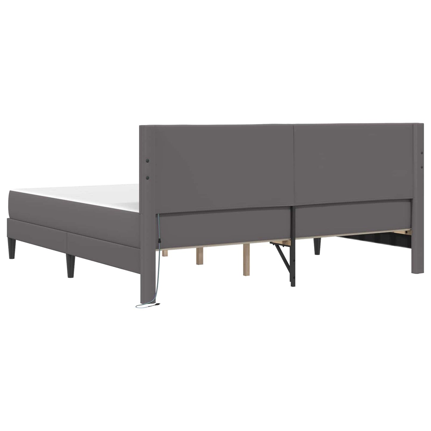 vidaXL Σκελετός Κρεβατιού με κεφαλάρι Γκρι 200 x 200 cm Τεχνητό Δέρμα