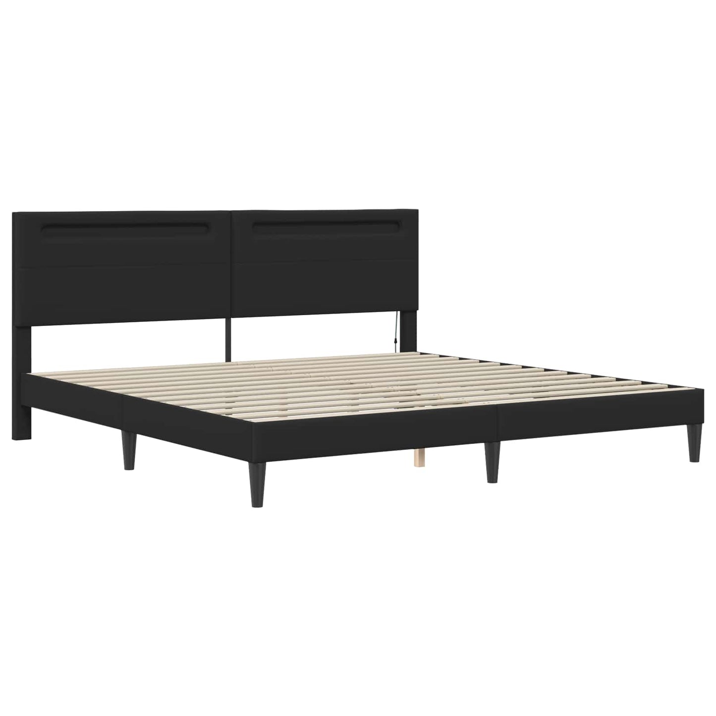 vidaXL Σκελετός Κρεβατιού με κεφαλάρι Μαύρο 200 x 200 cm Τεχνητό Δέρμα