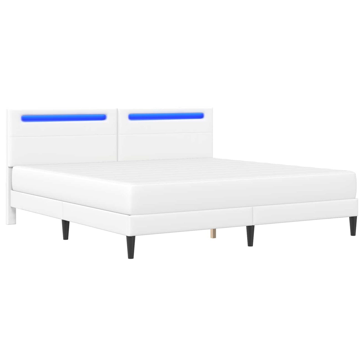 vidaXL Σκελετός Κρεβατιού με κεφαλάρι Λευκό 200 x 200 cm Τεχνητό Δέρμα