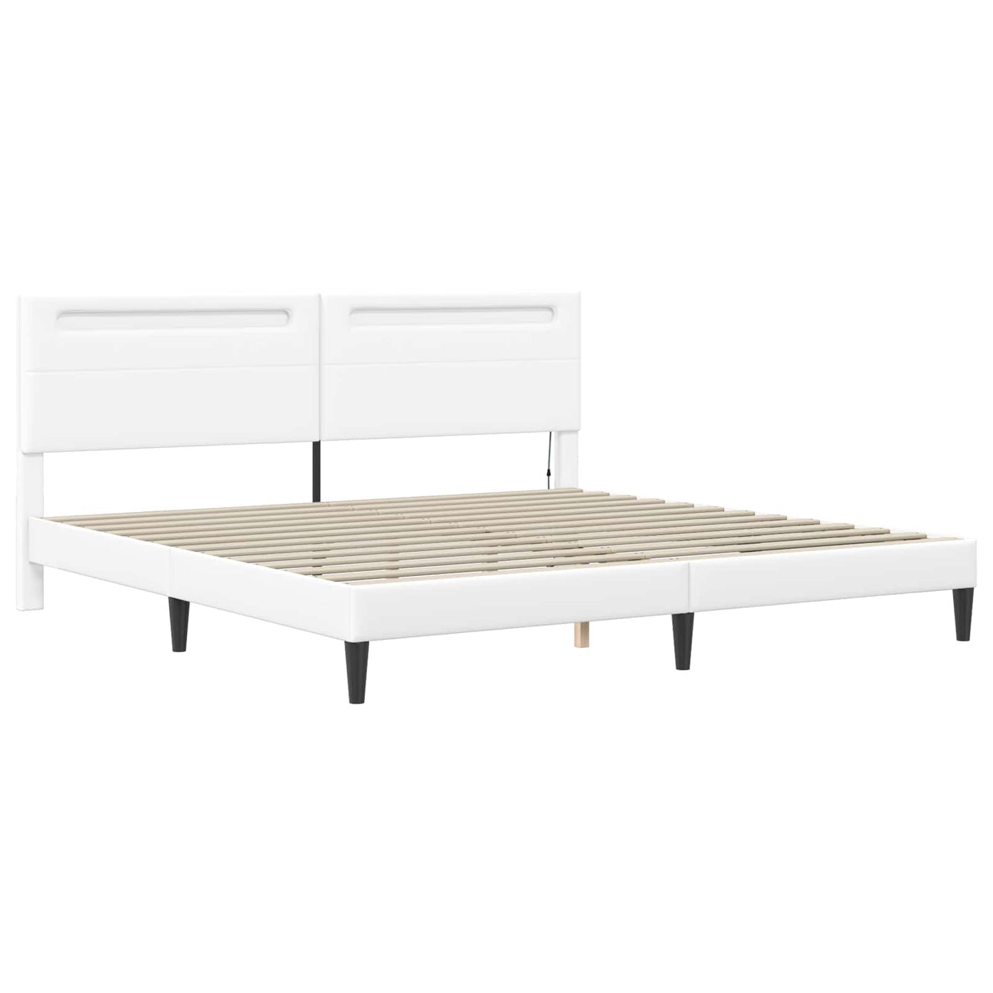 vidaXL Σκελετός Κρεβατιού με κεφαλάρι Λευκό 200 x 200 cm Τεχνητό Δέρμα